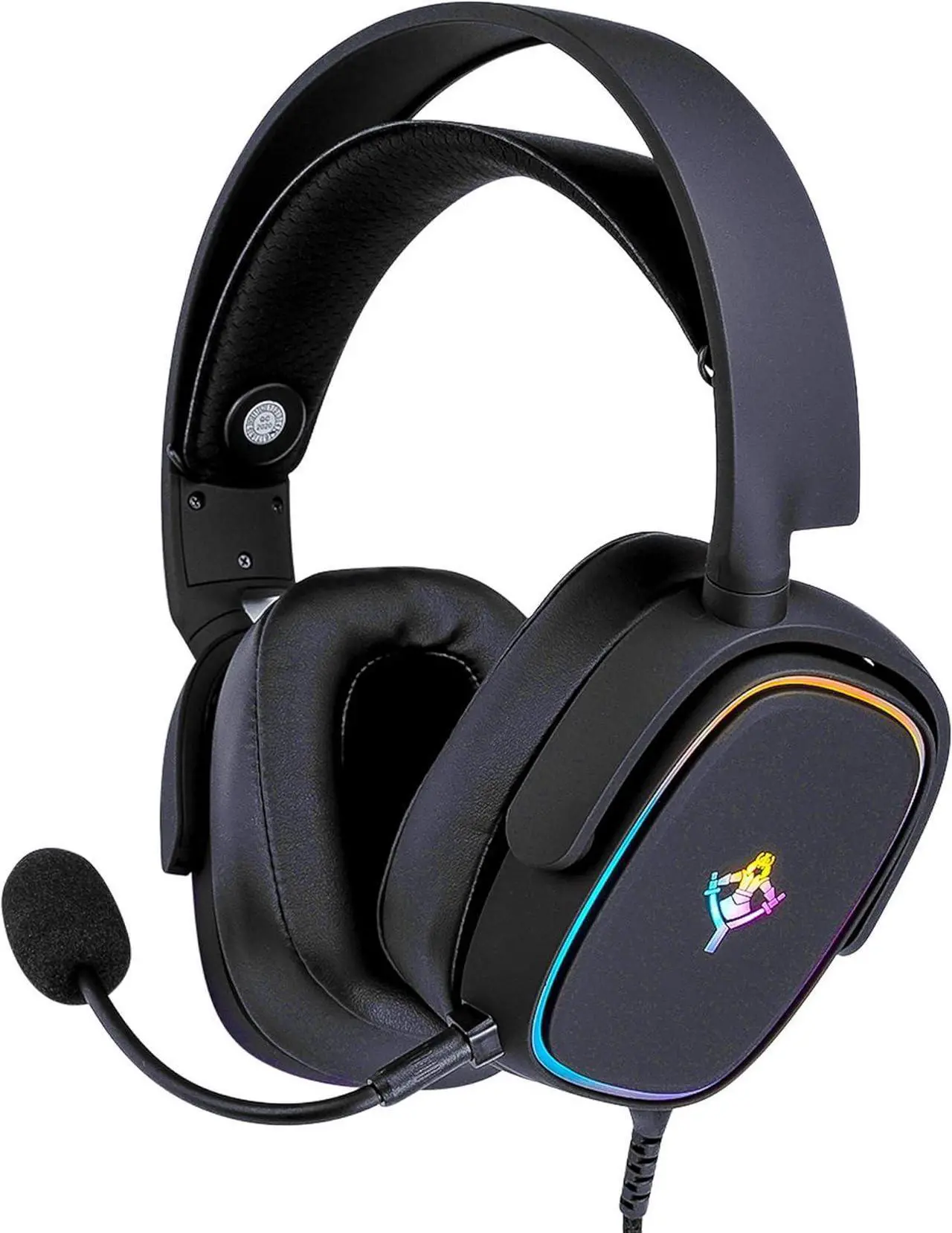 Alt view image 3 of 6 - YEYIAN Proud Stereo Gaming RGB Headset Mic, Noise Cancelling Over Ear Microphone Headphones, Bass Surround, Soft Earmuffs, Compatible with PS4 Xbox One PS5 Controller PC Laptop Games, Black