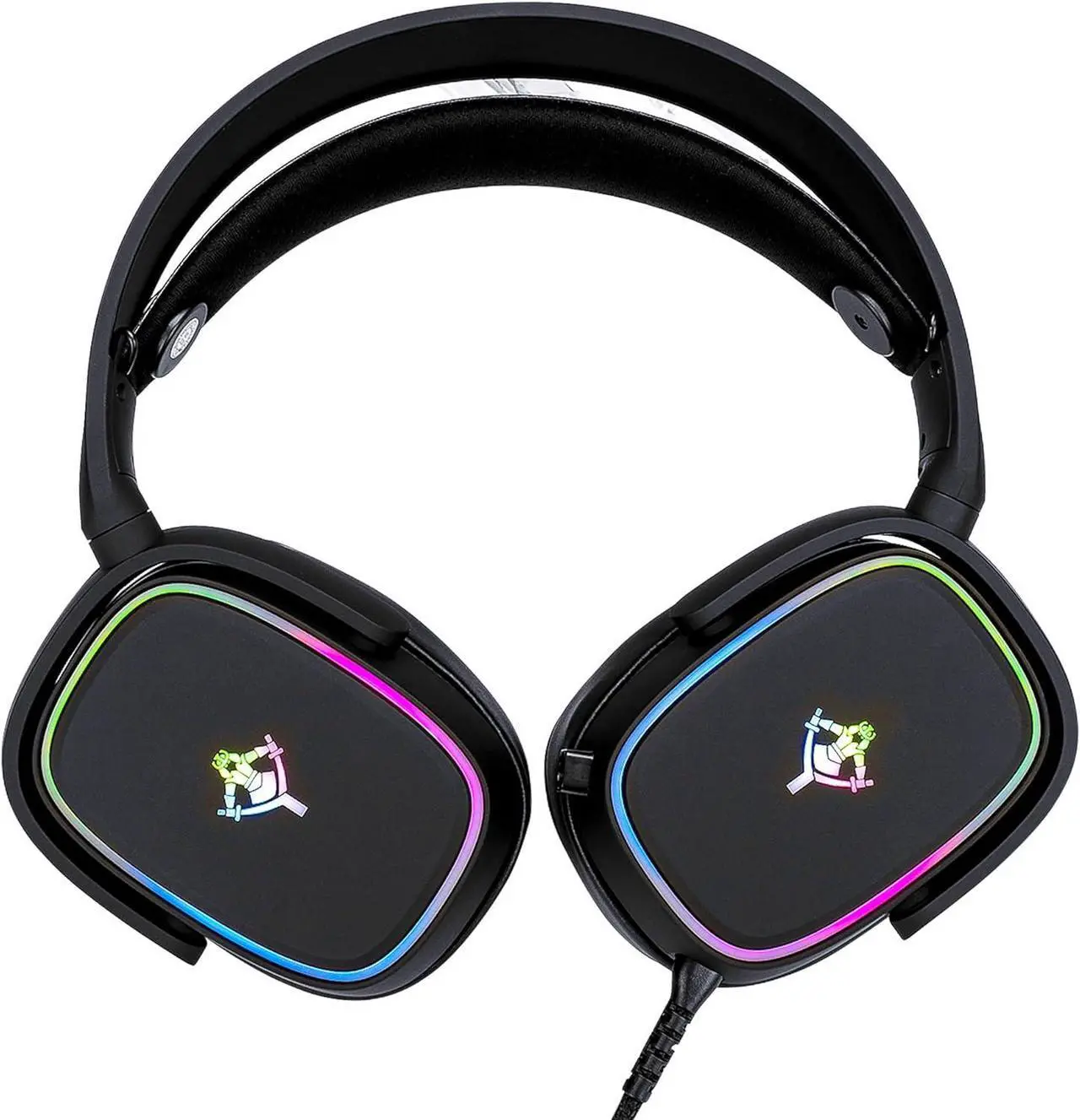 Alt view image 4 of 6 - YEYIAN Proud Stereo Gaming RGB Headset Mic, Noise Cancelling Over Ear Microphone Headphones, Bass Surround, Soft Earmuffs, Compatible with PS4 Xbox One PS5 Controller PC Laptop Games, Black