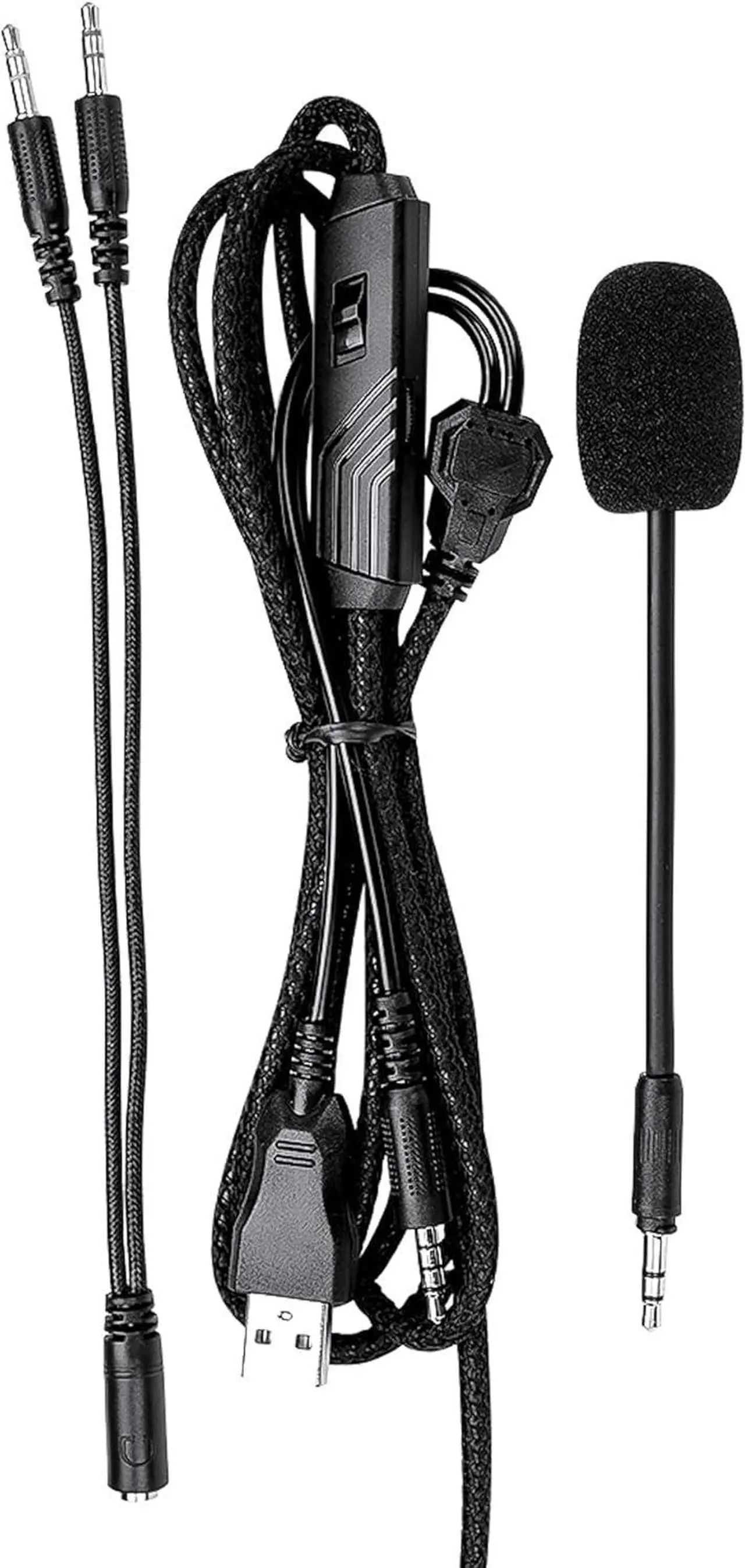 Alt view image 6 of 6 - YEYIAN Proud Stereo Gaming RGB Headset Mic, Noise Cancelling Over Ear Microphone Headphones, Bass Surround, Soft Earmuffs, Compatible with PS4 Xbox One PS5 Controller PC Laptop Games, Black