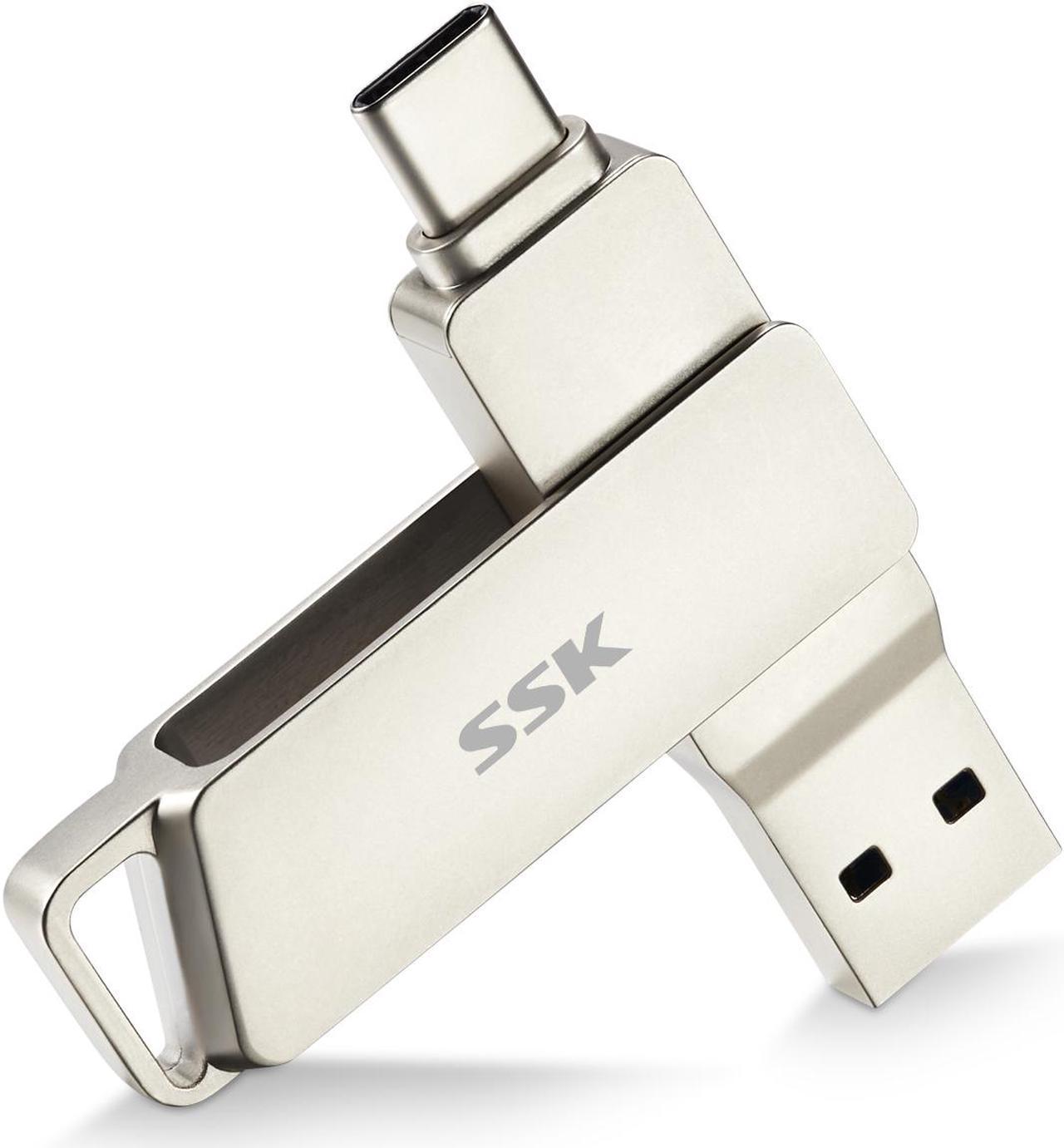 SSK 128GB USB C Flash Drive 150MB/s Transfer Speed Dual Drive 2 in 1 OTG Type-C + USB 3.1 Thumb Drive Memory Stick Jump Drive Thunderbolt 3 Compatible for Android Phone,MacBook/Pro,and More