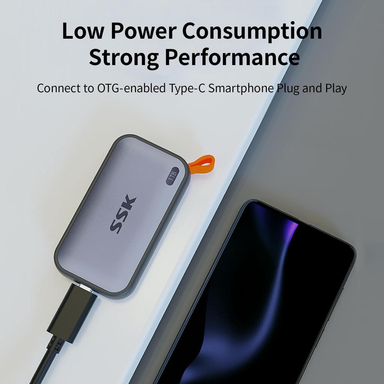 Alt view image 3 of 6 - SSK 1TB Portable External NVME SSD,up to 1050MB/s Extreme Transmission Speed USBC 3.2 Gen2 Solid State Drive for Type-c Smartphone,PS5,xBOX, Laptop,Macbook/Pro/Air and more 1TB