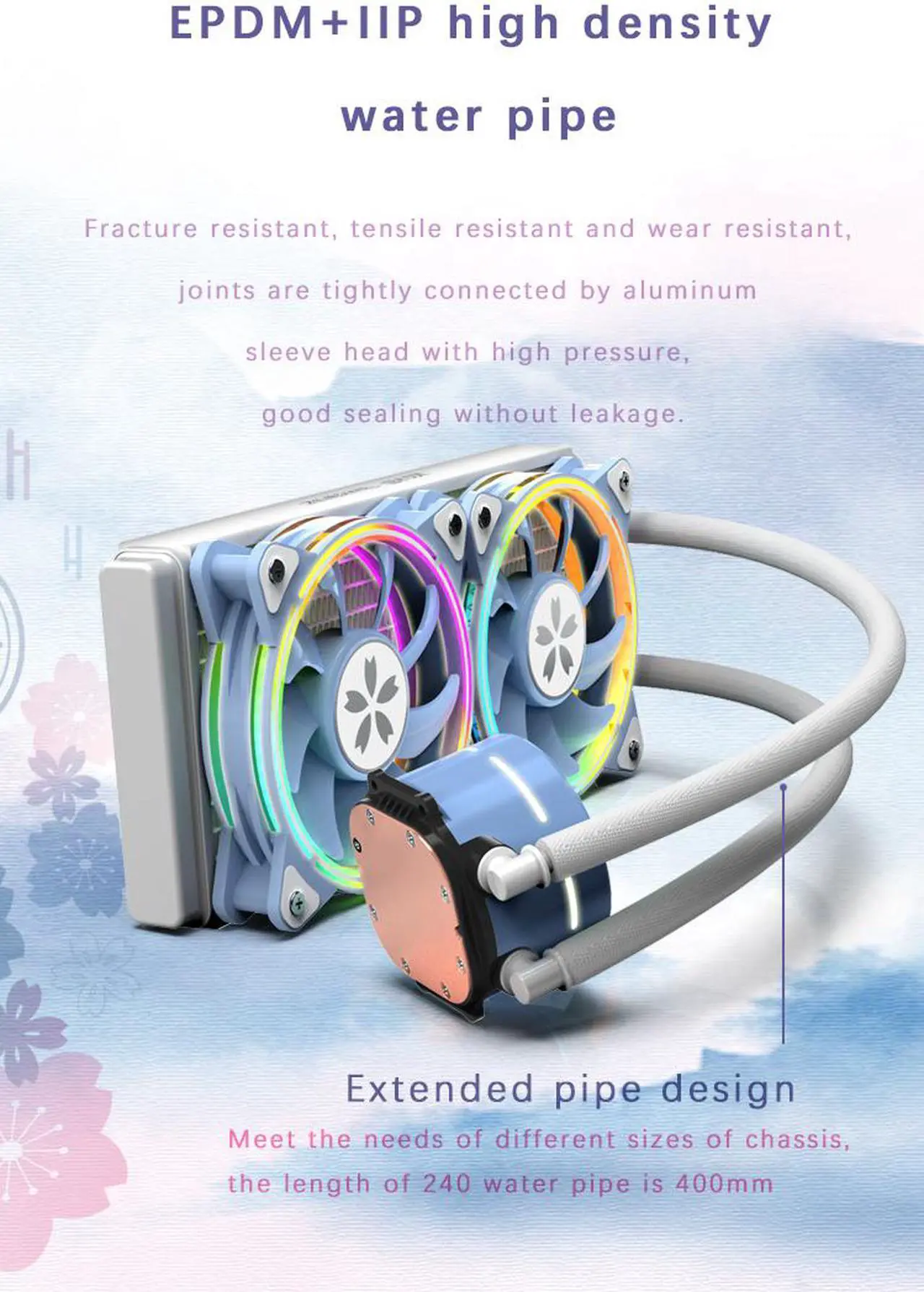 Alt view image 4 of 7 - Yeston * zeaginal Sakura 240 integrated CPU supports Intel / AMD platform PWM temperature control fan water cooling radiator ARGB  synchronous fan