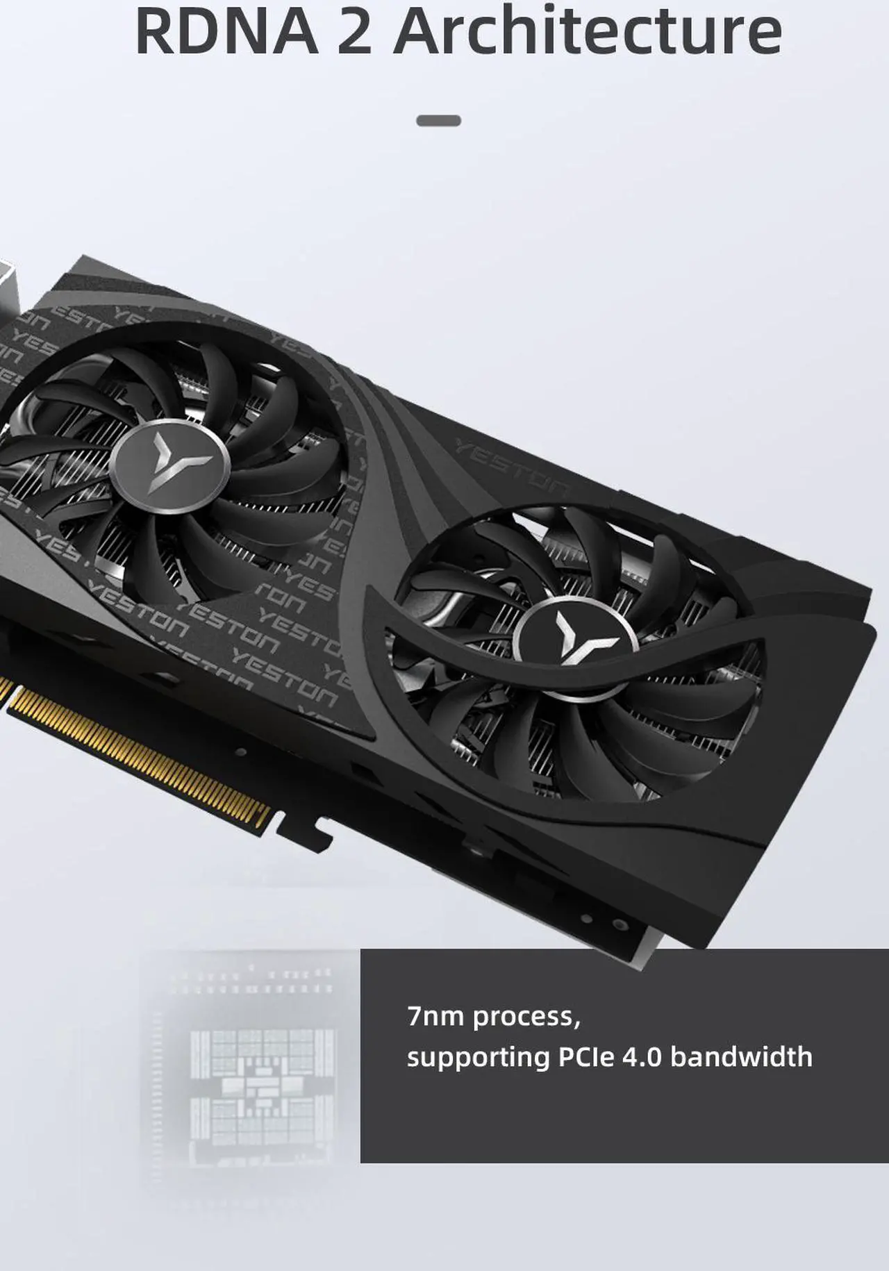 Alt view image 4 of 7 - Yeston Radeon RX 6600 XT 8GB D6 GDDR6 128bit 7nm video cards Desktop computer PC Video Graphics Cards support PCI-Express 4.0 3*DP+1*HDMI-compatible  graphics card
