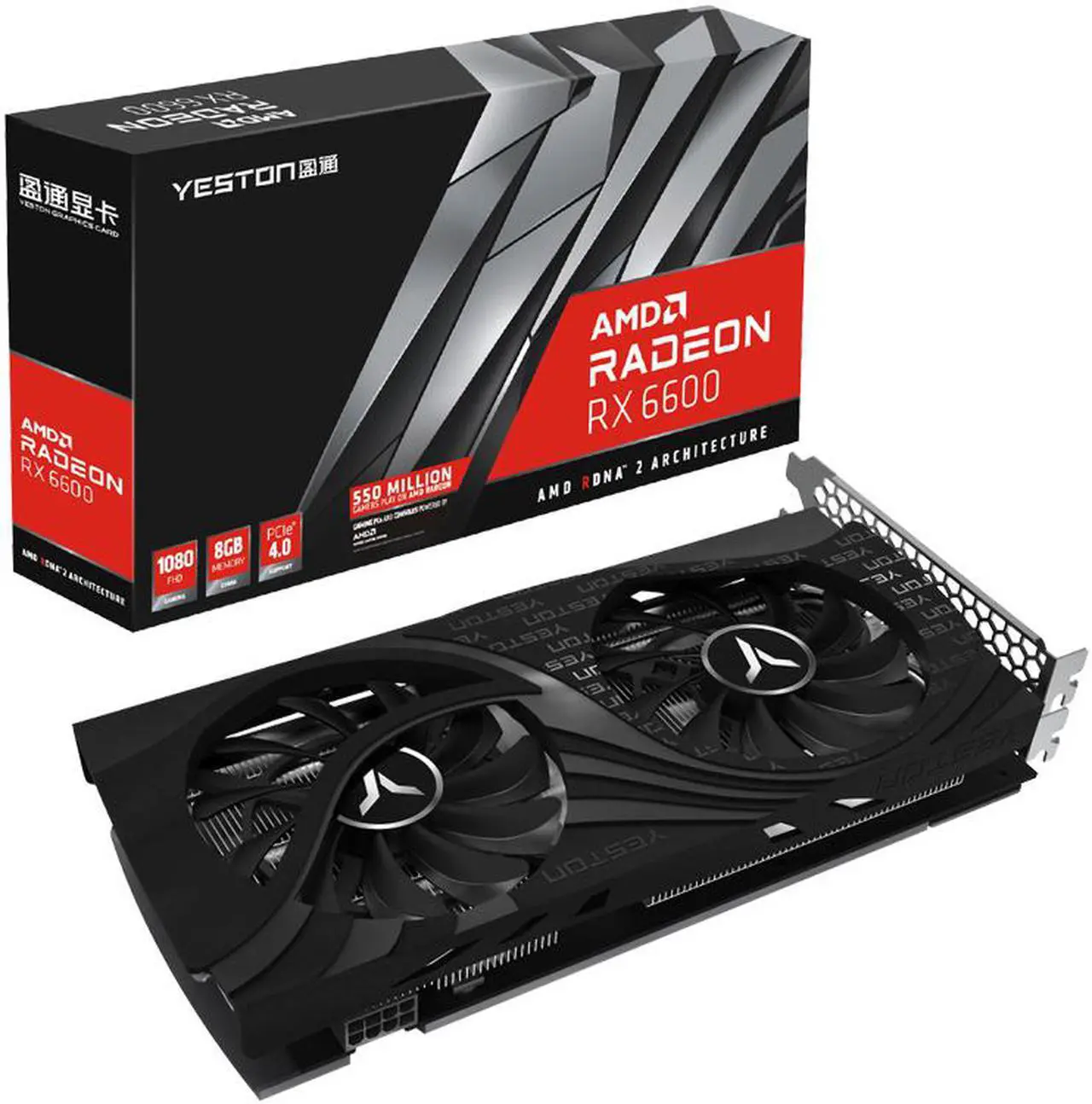 Main image of Yeston Radeon RX 6600 8GB D6 GDDR6 128bit 7nm Desktop computer PC Video Graphics Cards support PCI-Express 4.0 video cards 3*DP+1*HDMI-compatible  graphics card