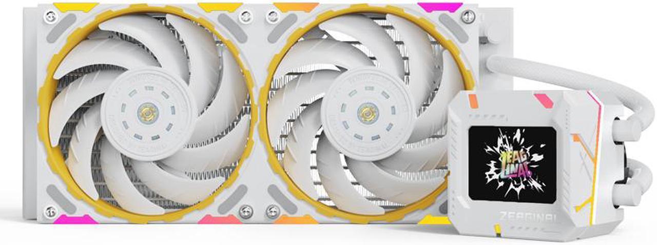 Yeston*Zeaginal ZC-zeus XT240 White Custom Theme Editing 240mmRadiator Liquid CPU Cooler LCD Screen water cooling radiator ARGB synchronous FDB bearing fan Fits Intel LGA1700/1200/115X AMD AM5/AM4/AM3