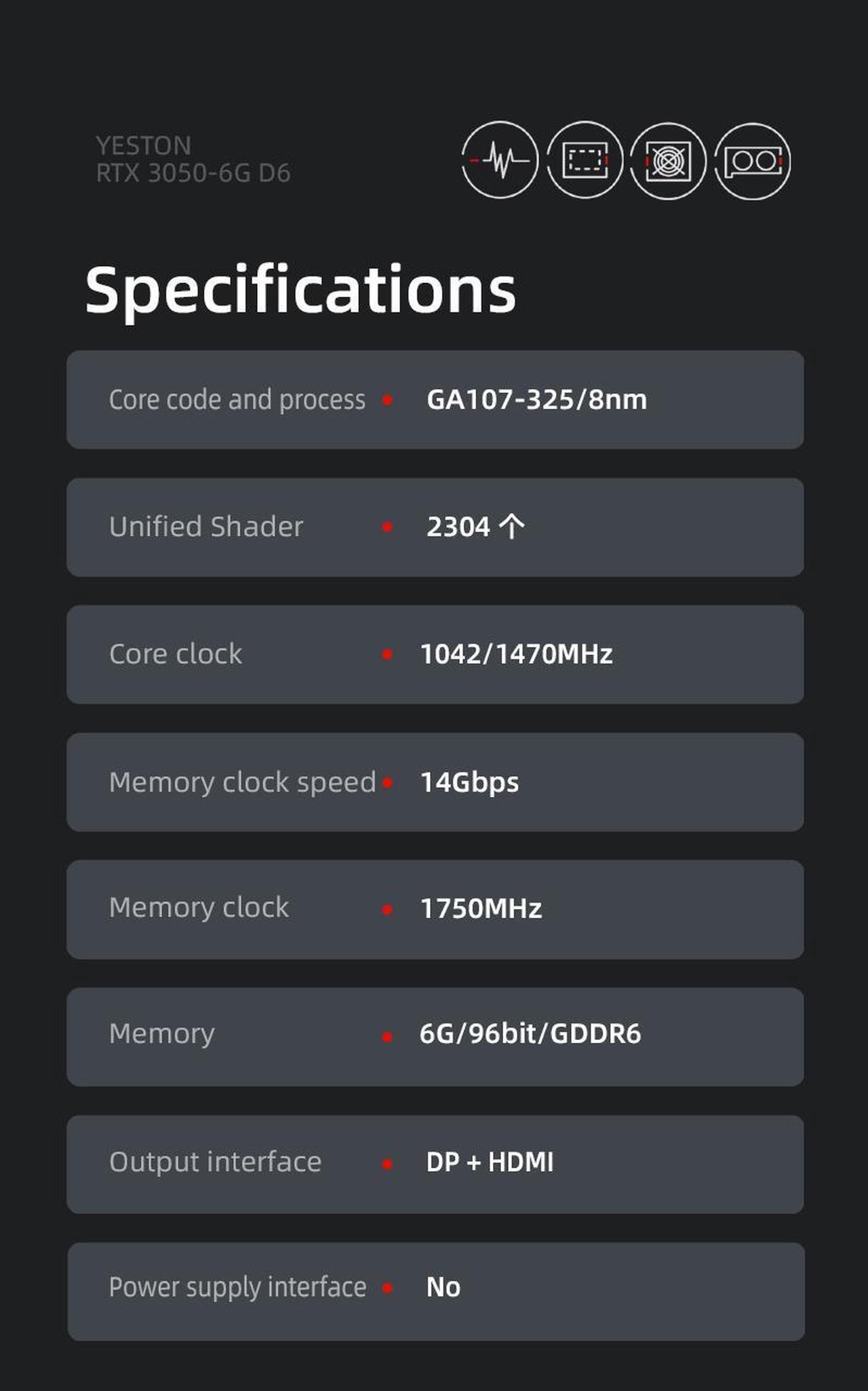Alt view image 7 of 7 - Yeston GeForce RTX 3050 6GB GDDR6 LP Graphics cards pci express 3.0 video cards Desktop computer PC video gaming graphics card RTX3050 - 6GD6 LP