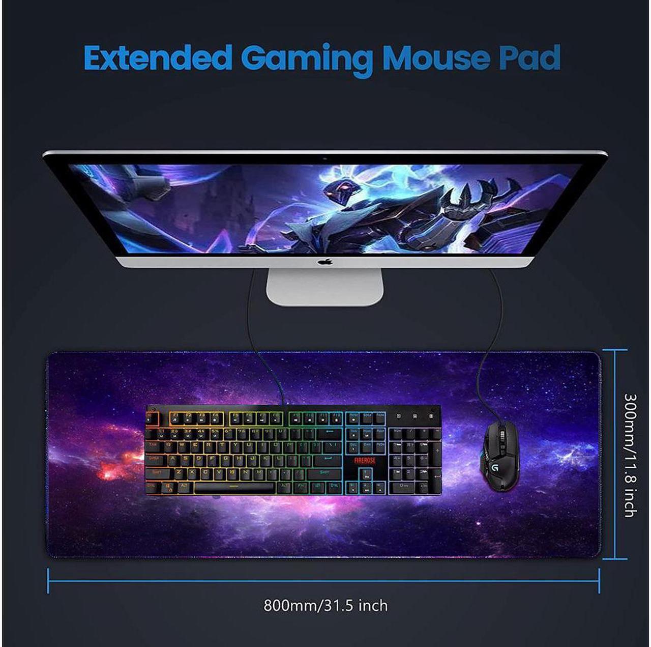 Alt view image 2 of 6 - Gaming Mouse Pad, EFOBO Large Mouse Pad XL, Big Extended Computer Keyboard Mouse Mat Desk Pad for Laptop with Stitched Edges, Waterproof Mousepad for Gamer Home&Office (Galaxy B, 31. 5x11.8in)
