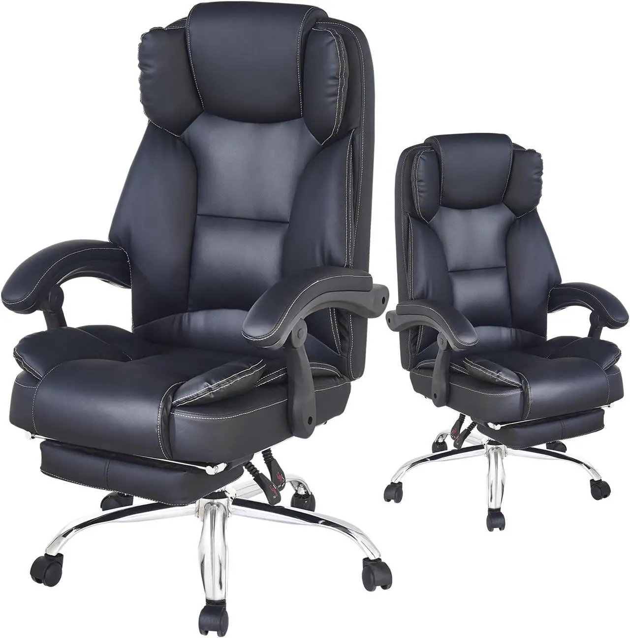 Main image of Massage Office Chair with Footrest and Executive Office Chair,Ergonomic Office Desk Chair and PU Leather Office Chair,Computer Desk Chair,Adjustable Height/Tilt (Black)