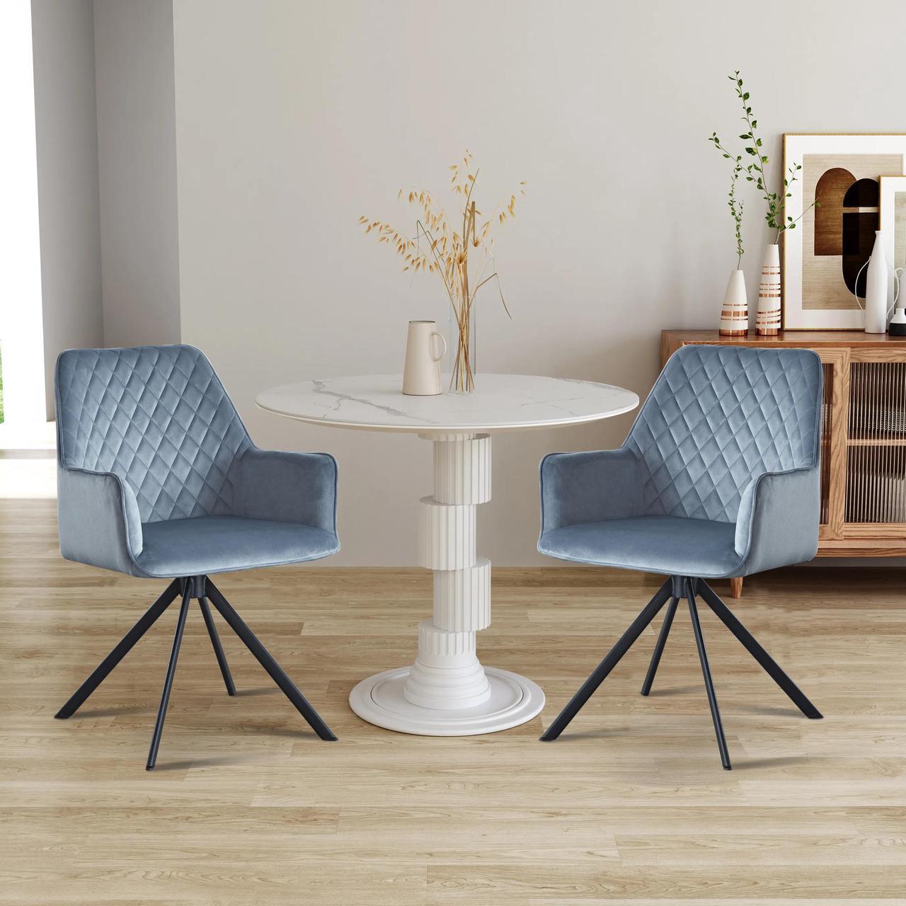 Main image of LUGANG Land Port Xu Velvet Upholstered Contemporary Accent Chair, Dining Chair Upholstered Backrest Seat Chairs for Home Kitchen/Living Rooms Blue and Black