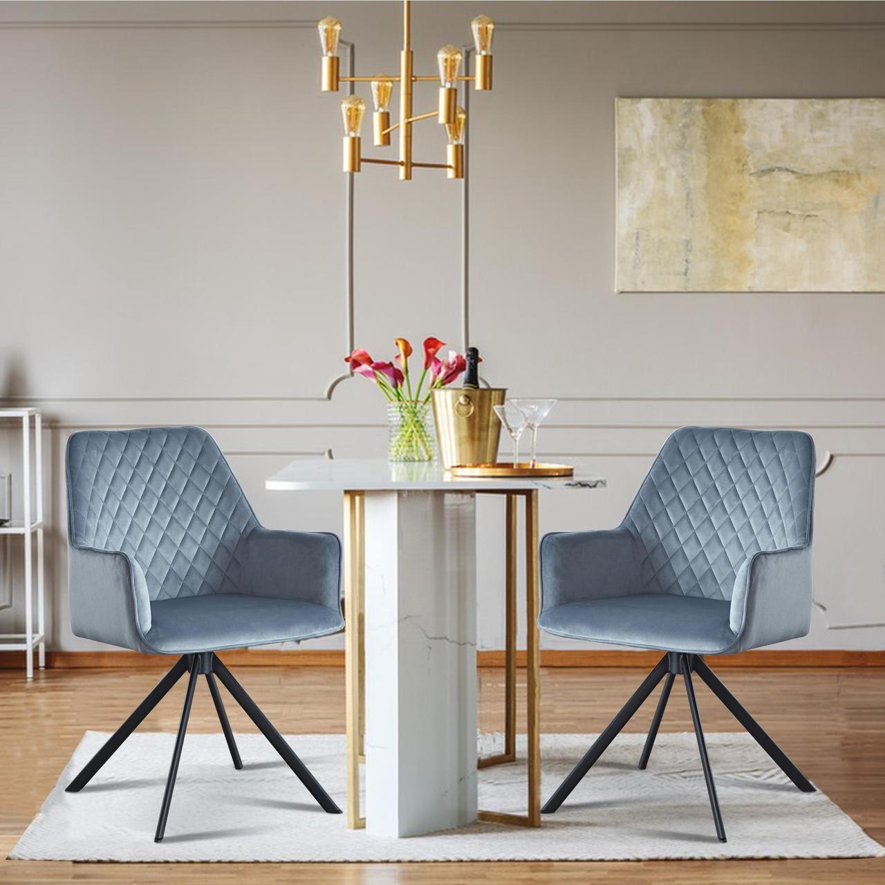Alt view image 2 of 7 - LUGANG Land Port Xu Velvet Upholstered Contemporary Accent Chair, Dining Chair Upholstered Backrest Seat Chairs for Home Kitchen/Living Rooms Blue and Black