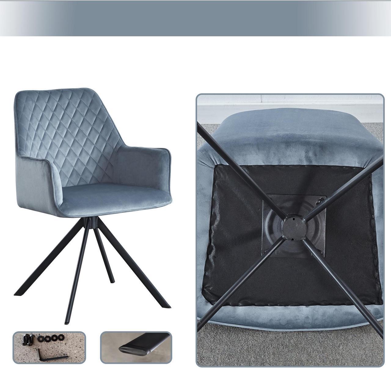Alt view image 3 of 7 - LUGANG Land Port Xu Velvet Upholstered Contemporary Accent Chair, Dining Chair Upholstered Backrest Seat Chairs for Home Kitchen/Living Rooms Blue and Black