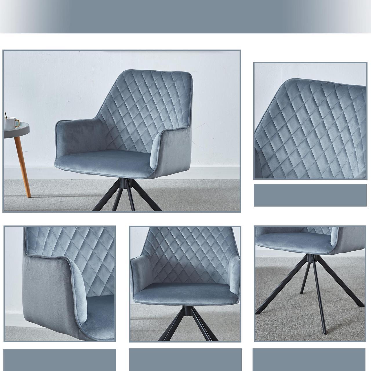 Alt view image 4 of 7 - LUGANG Land Port Xu Velvet Upholstered Contemporary Accent Chair, Dining Chair Upholstered Backrest Seat Chairs for Home Kitchen/Living Rooms Blue and Black