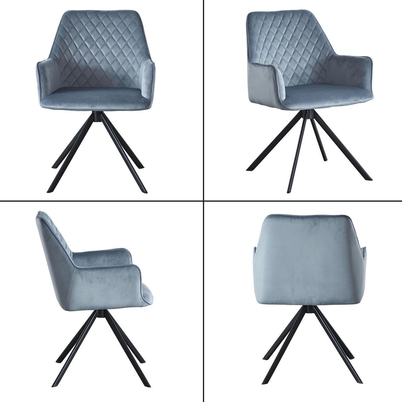 Alt view image 5 of 7 - LUGANG Land Port Xu Velvet Upholstered Contemporary Accent Chair, Dining Chair Upholstered Backrest Seat Chairs for Home Kitchen/Living Rooms Blue and Black