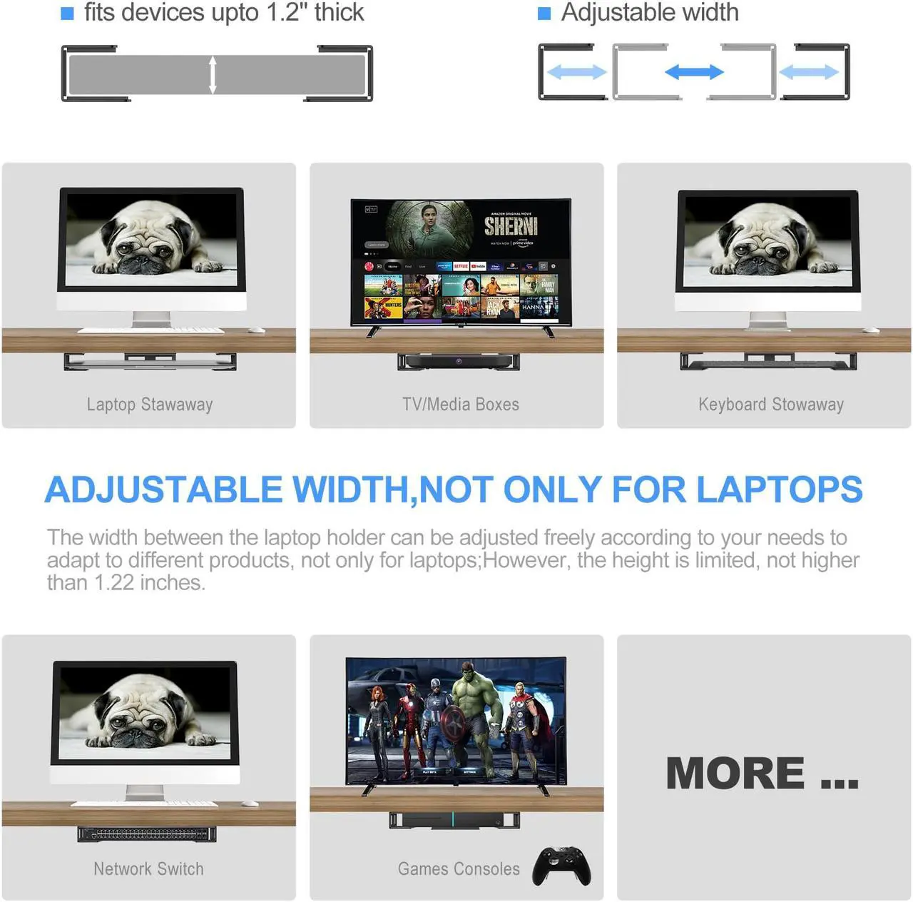 Alt view image 4 of 7 - Under Desk Laptop Mount Metal Bracket with Felt Board to Protect Your Laptop, Under Desk Laptop Tray Holder Desk Shelf with Screws to Enhanced Stability