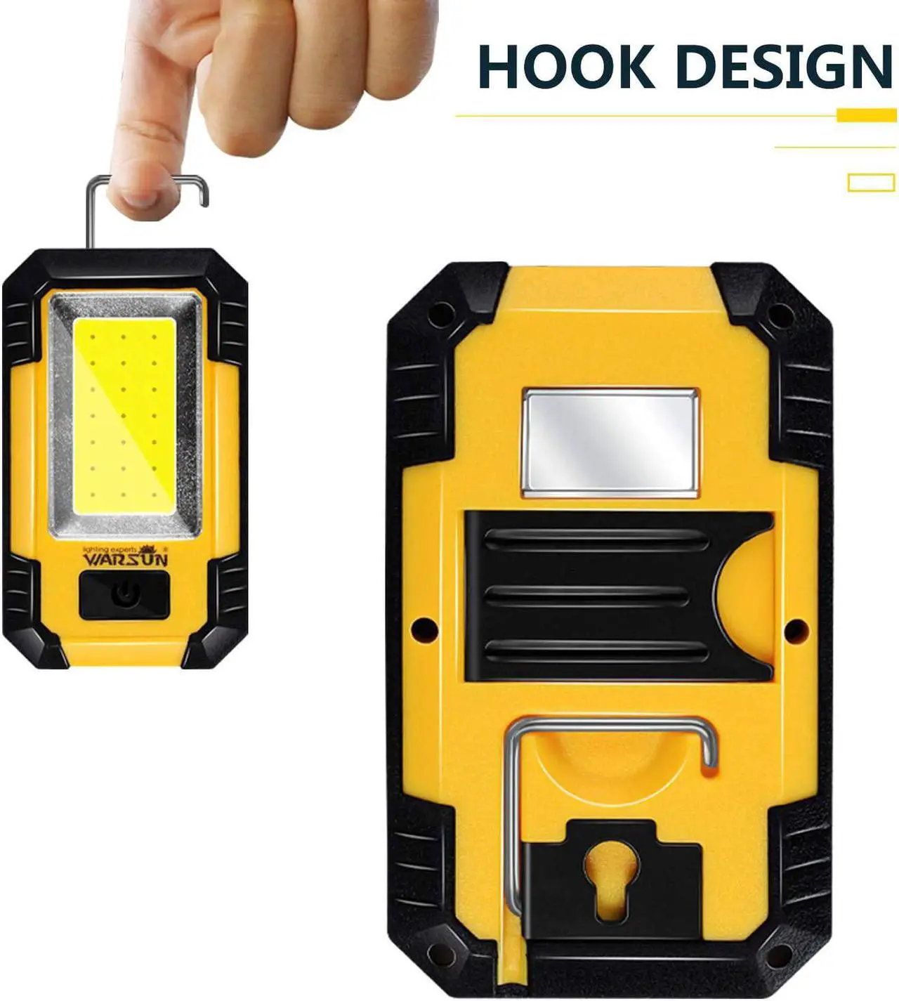 Alt view image 5 of 6 - WARSUN Led Work Lights Rechargeable Magnetic Mechanic Light Portable Worklight for Camping Car Repairing 30w 1200 High Lumens Bright Yellow