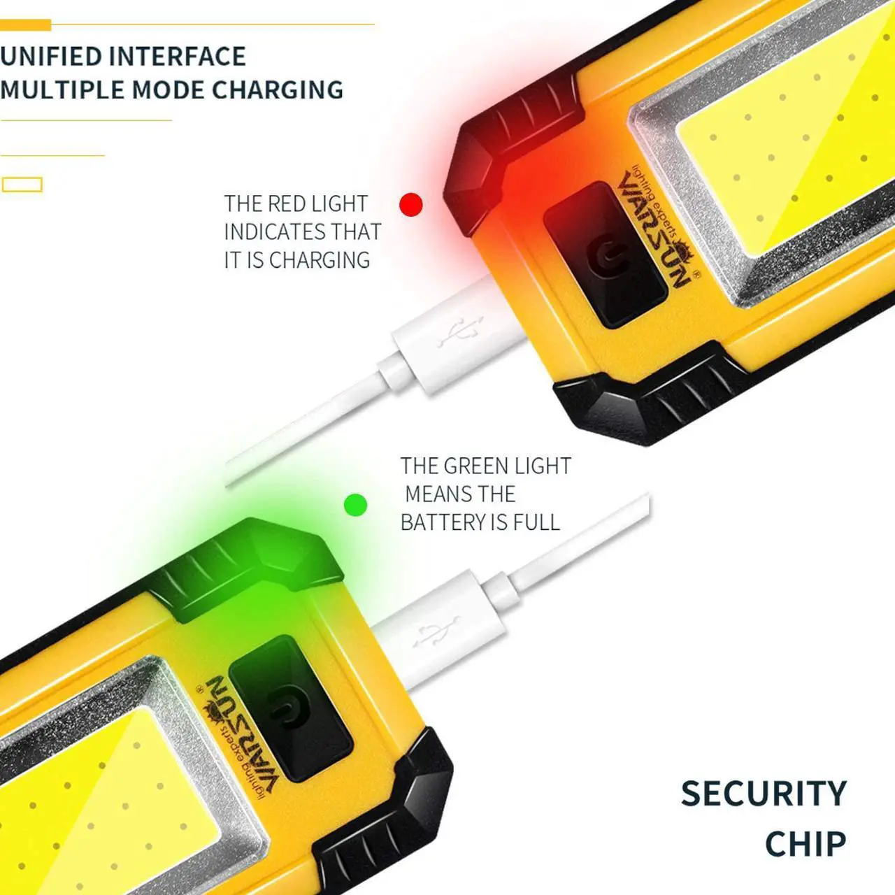 Alt view image 6 of 6 - WARSUN Led Work Lights Rechargeable Magnetic Mechanic Light Portable Worklight for Camping Car Repairing 30w 1200 High Lumens Bright Yellow