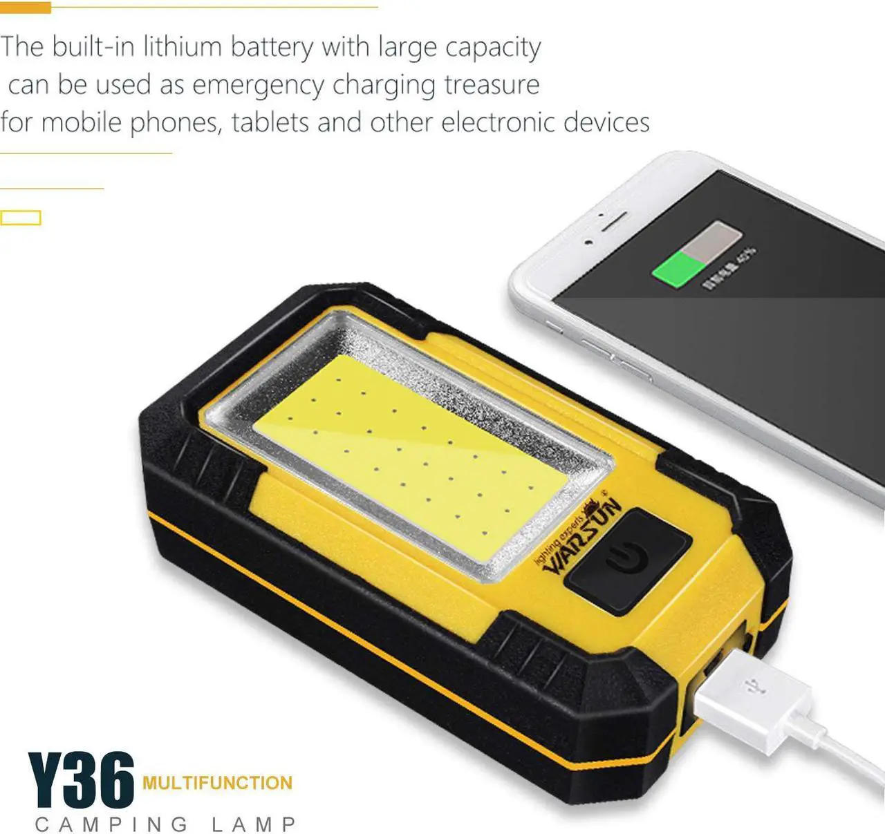 Alt view image 4 of 6 - WARSUN Led Work Lights Rechargeable Magnetic Mechanic Light Portable Worklight for Camping Car Repairing 30w 1200 High Lumens Bright Yellow