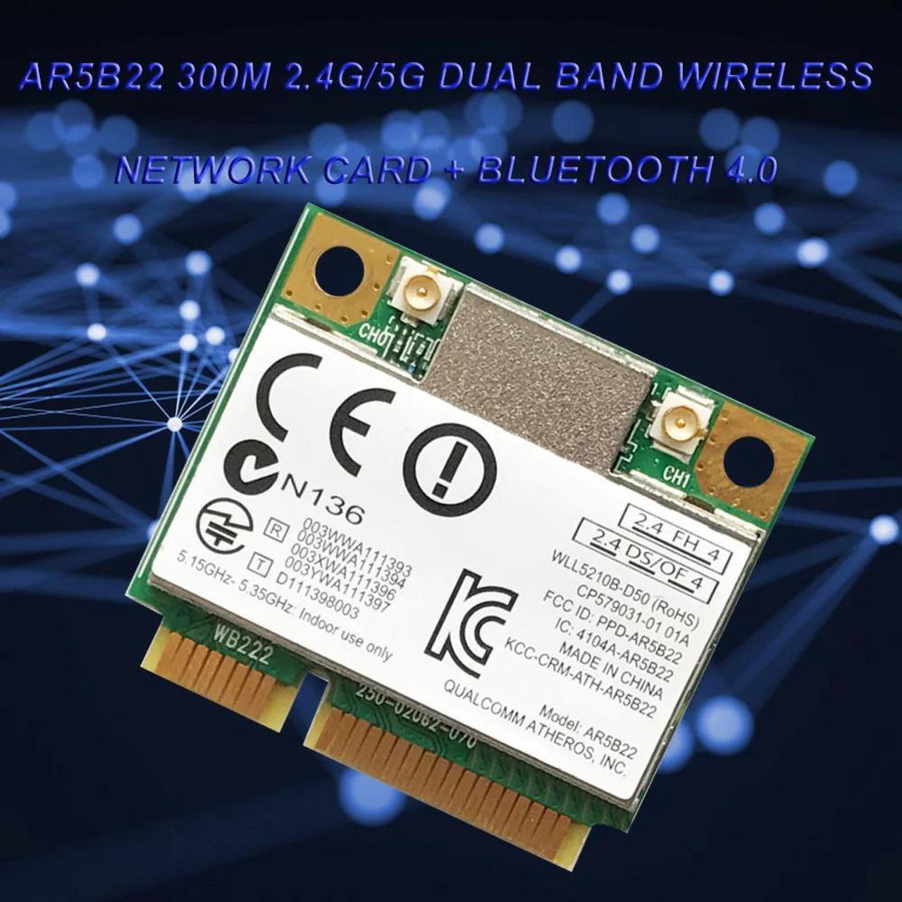 Alt view image 2 of 7 - Dual Band 300Mbps Wifi AR5B22 Wireless 802.11a/b/g/n Half Mini PCI-E WLAN 2.4G/5Ghz 4.0 Wi-Fi Wireless Network Card