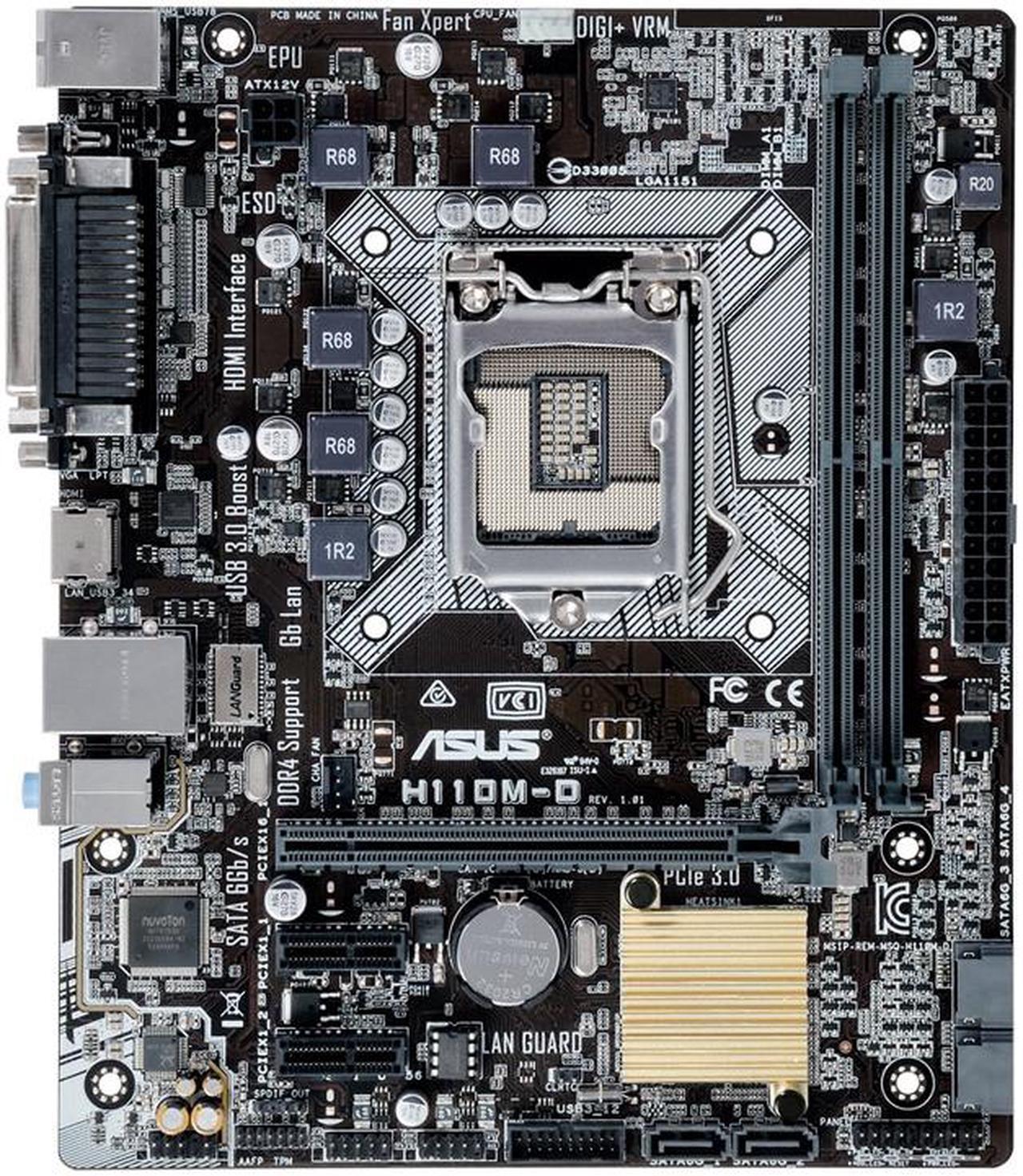 Alt view image 8 of 8 - ASUS H110M-K D3 LGA 1151 Intel H110 USB 3.0 Micro ATX Intel Motherboard