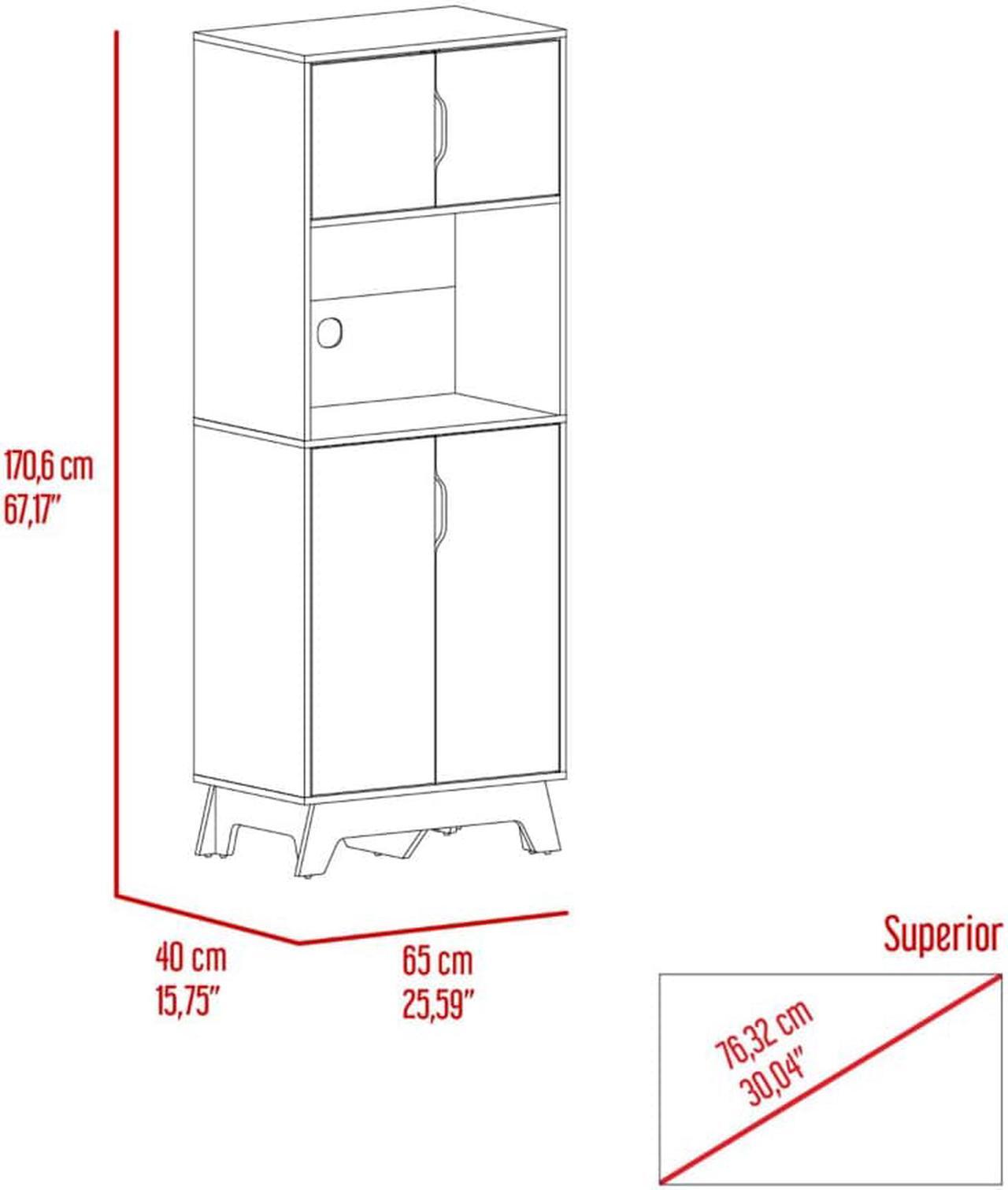Alt view image 5 of 6 - Brussel Microwave Pantry Cabinet, Top Double Door Cabinet, Countertop Surface