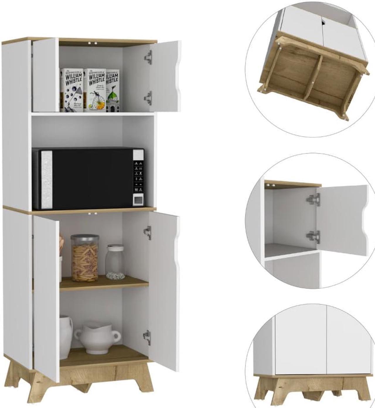 Alt view image 2 of 6 - Brussel Microwave Pantry Cabinet, Top Double Door Cabinet, Countertop Surface