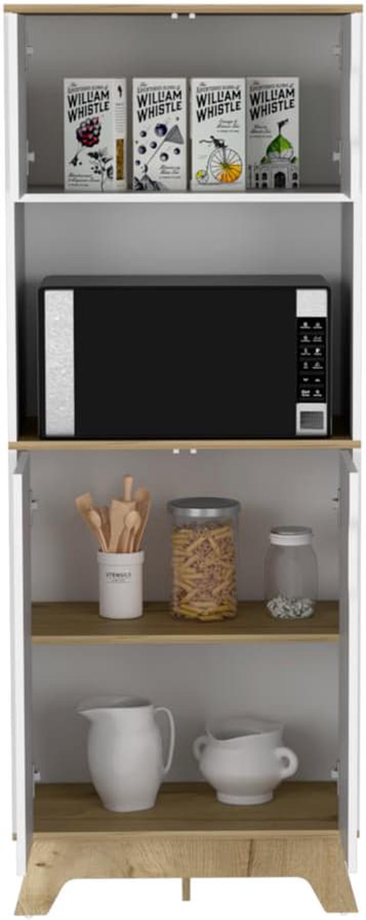 Alt view image 4 of 6 - Brussel Microwave Pantry Cabinet, Top Double Door Cabinet, Countertop Surface