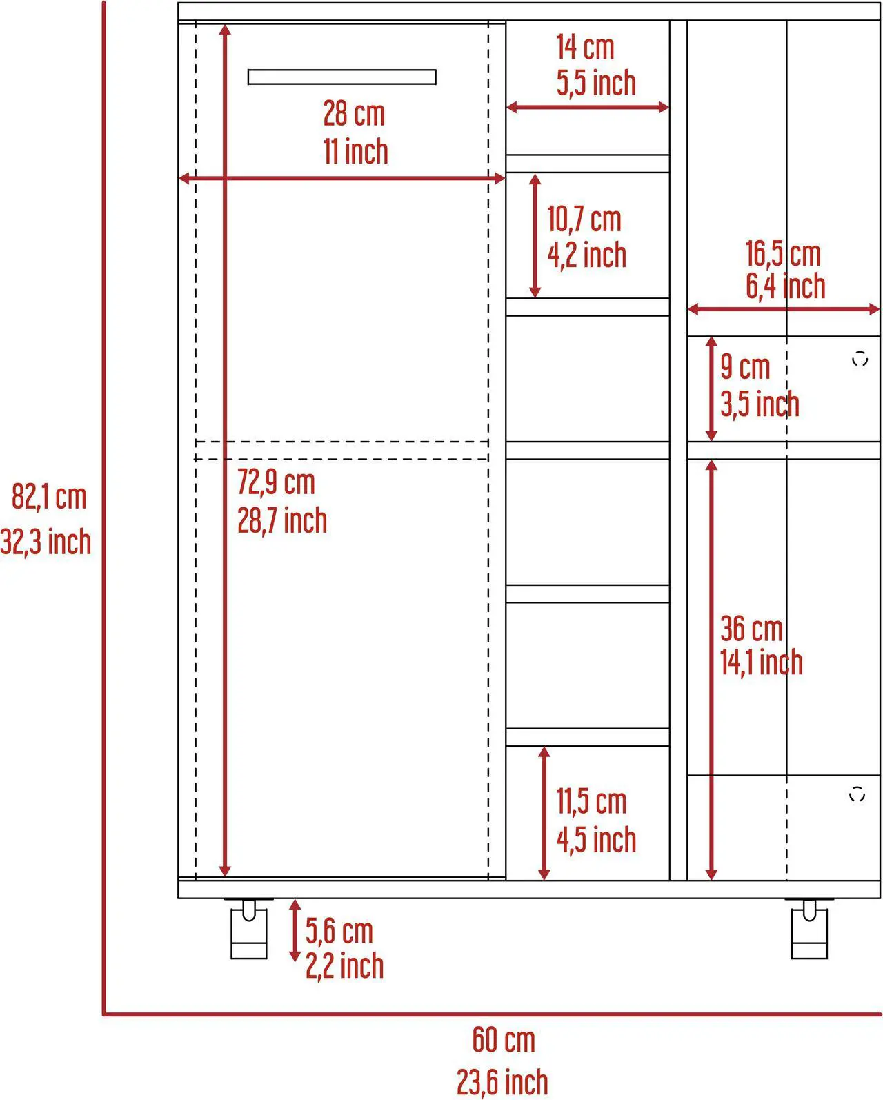 Alt view image 6 of 7 - Tennessee Bar Cart, One Cabinet With Division, Six Cubbies For Liquor, Two Shelves