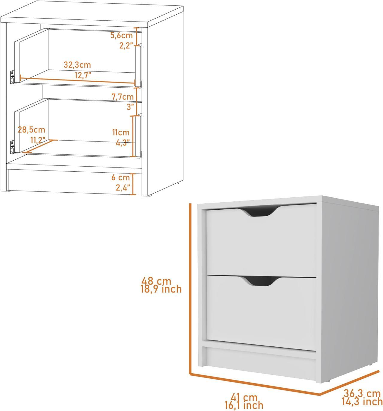 Alt view image 7 of 7 - Dillon 2 Drawers Nightstand, Bedside Table with Storage
