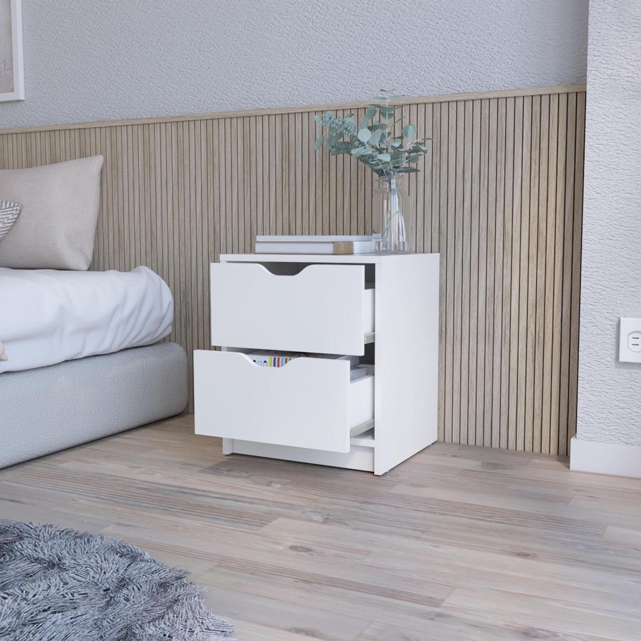 Alt view image 4 of 7 - Dillon 2 Drawers Nightstand, Bedside Table with Storage