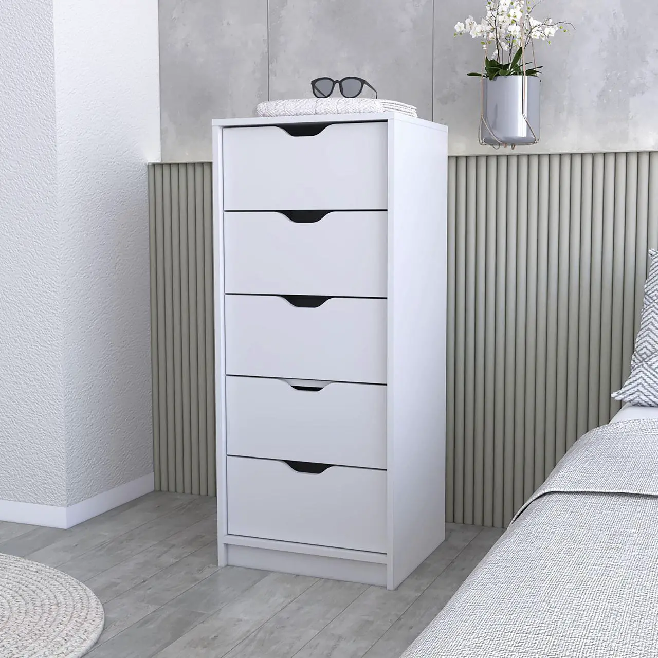 Alt view image 3 of 7 - Dillon 5 Narrow Drawer Dresser, Tall Chest of Drawers