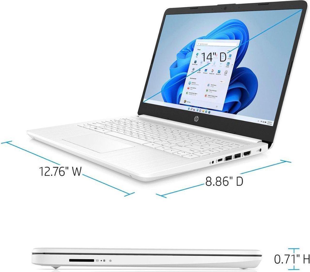 Alt view image 4 of 5 - HP Essential Laptop, 14" HD Display, Intel Celeron N4120, 16GB DDR4 RAM, 64GB eMMC, Webcam, Type-C, SD Card Reader, HDMI, Wi-Fi, Windows 11 Home, White, KKE Accessories