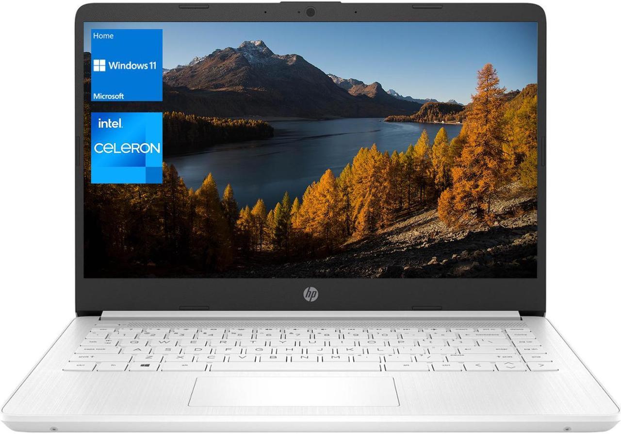 Main image of HP Essential Laptop, 14" HD Display, Intel Celeron N4120, 16GB DDR4 RAM, 64GB eMMC, Webcam, Type-C, SD Card Reader, HDMI, Wi-Fi, Windows 11 Home, White, KKE Accessories
