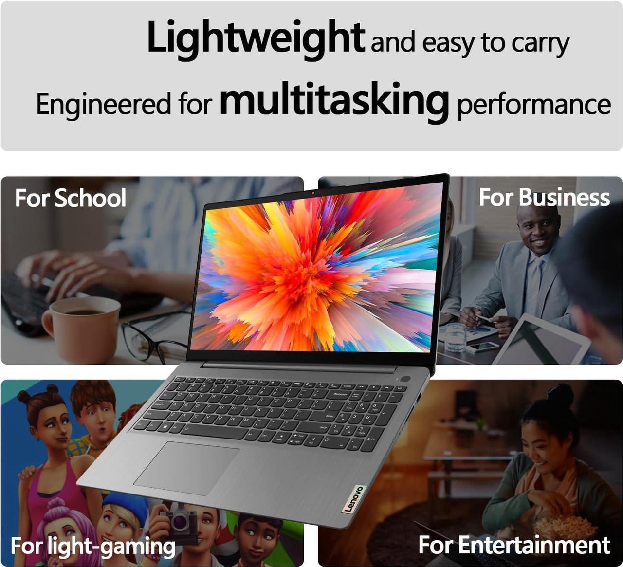 Alt view image 6 of 6 - Lenovo IdeaPad 1 Student Laptop, 15.6" FHD Display, Intel Dual Core Processor, 12GB RAM, 256GB SSD + 128GB eMMC, 1 Yr Office 365, Wi-Fi 6, Windows 11 Home, Grey