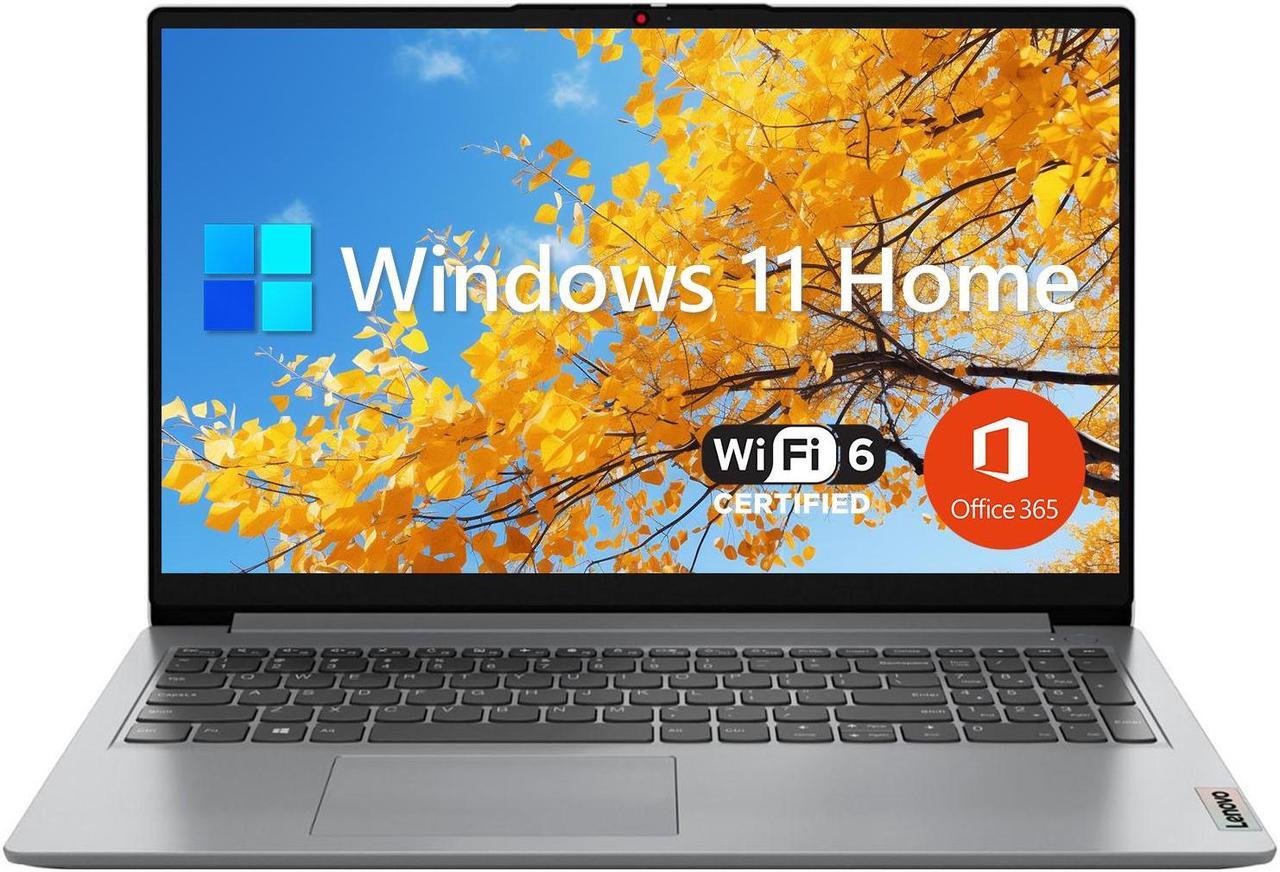 Main image of Lenovo IdeaPad 1 Student Laptop, 15.6" FHD Display, Intel Dual Core Processor, 12GB RAM, 256GB SSD + 128GB eMMC, 1 Yr Office 365, Wi-Fi 6, Windows 11 Home, Grey