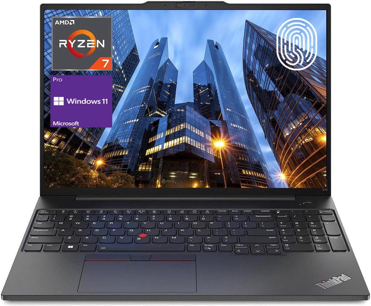 Main image of LENOVO ThinkPad E16 Gen 1 Business Laptop, 16" FHD+ Display, AMD Ryzen 7 7730U, 24GB RAM, 1TB SSD, Backlit Keyboard, Fingerprint Reader, HDMI, RJ-45, Wi-Fi 6, Windows 11 Pro, Black