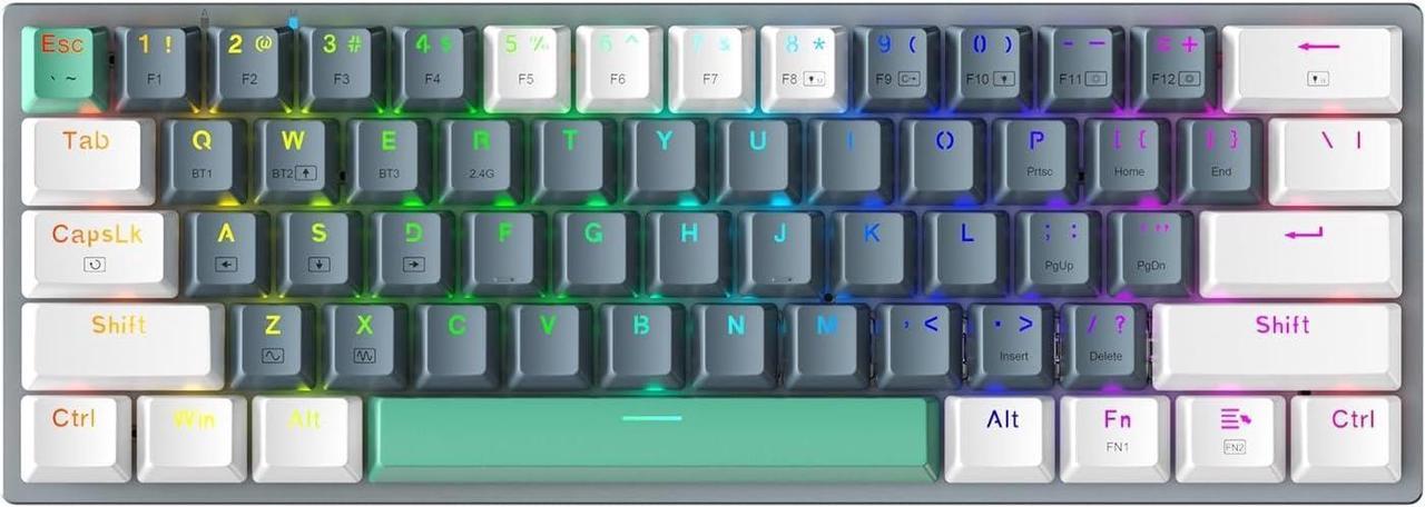 Main image of Machenike K500-B61W 60% Wireless Mechanical Gaming Keyboard, 61 Keys Ultra-Compact Hot Swappable Tactile Brown Switch, Dynamic RGB Backlit, Anti-Ghosting, Double-Shot PBT Keycaps, Win/Mac, White