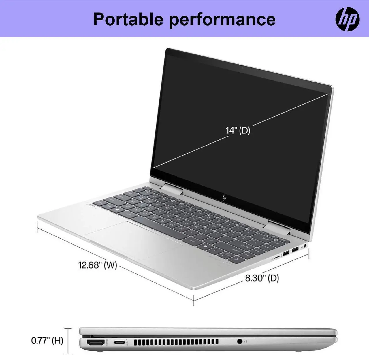 Alt view image 4 of 6 - HP Envy x360 14-es1023dx Daily 2-in-1 Laptop, 14" FHD 1920*1080 Touchscreen 60Hz, Intel Core 7 150U, Intel Integrated Graphics, 16GB RAM, 2TB PCIe M.2 SSD, Wi-Fi 6,  Windows 11 Pro, Silver