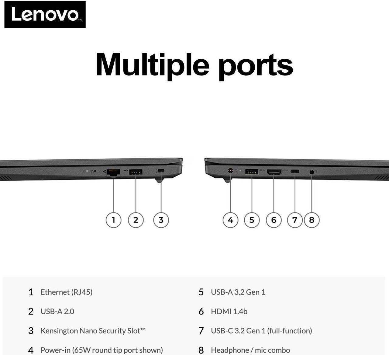 Alt view image 5 of 5 - Lenovo V15 Gen 4 Business Laptop, 15.6" FHD Display, AMD Ryzen 5 5500U, 16GB RAM, 1TB SSD, Webcam, HDMI, RJ-45, Wi-Fi 6, Windows 11 Pro, Black
