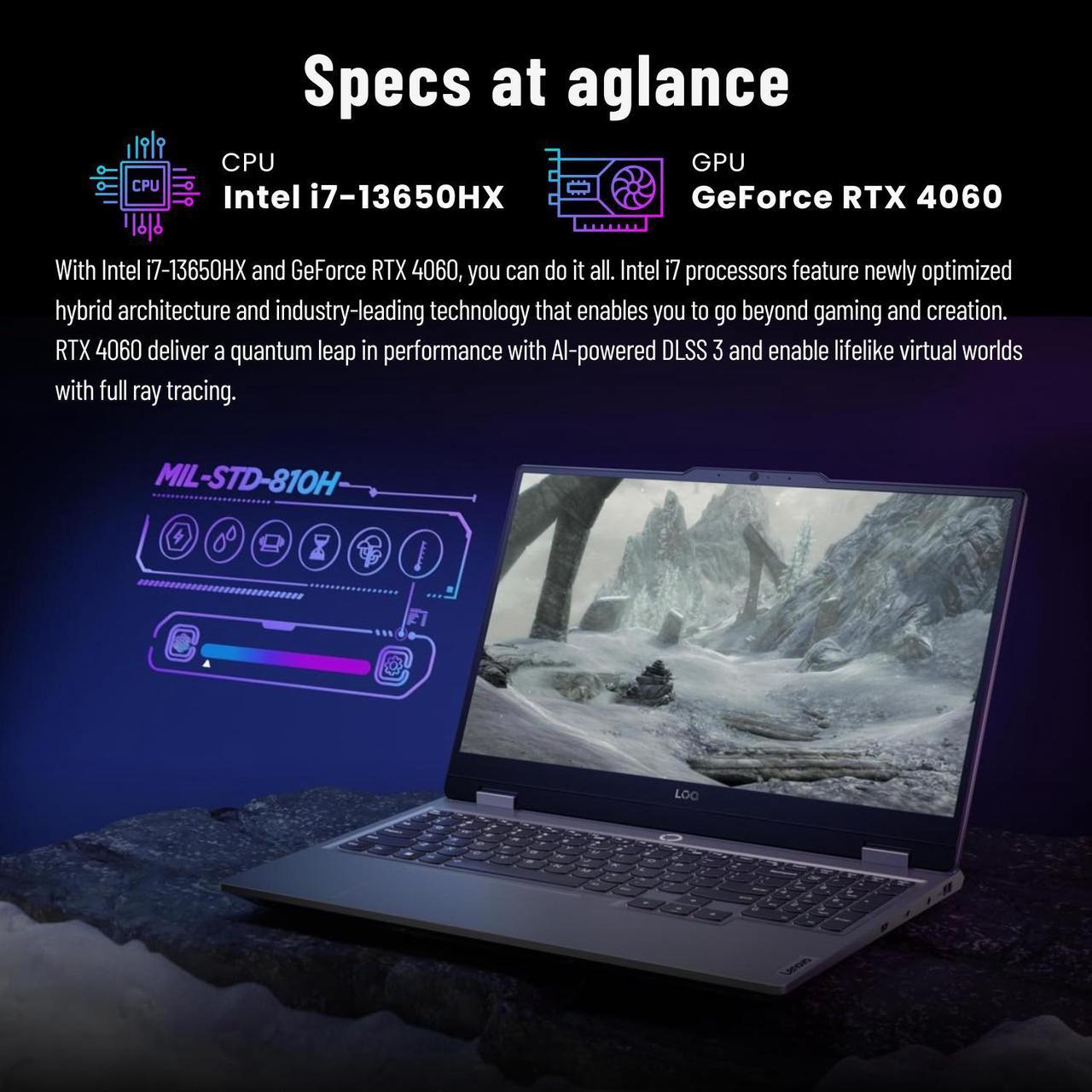 Alt view image 3 of 7 - Lenovo Newest LOQ i7 Premium Gaming Laptop, 15.6" FHD 144Hz, Intel Core i7-13650HX, NVIDIA GeForce RTX 4060, 32GB DDR5 RAM, 1TB SSD, Backlit KB, RJ-45, Wi-Fi 6, Windows 11 Pro, Grey
