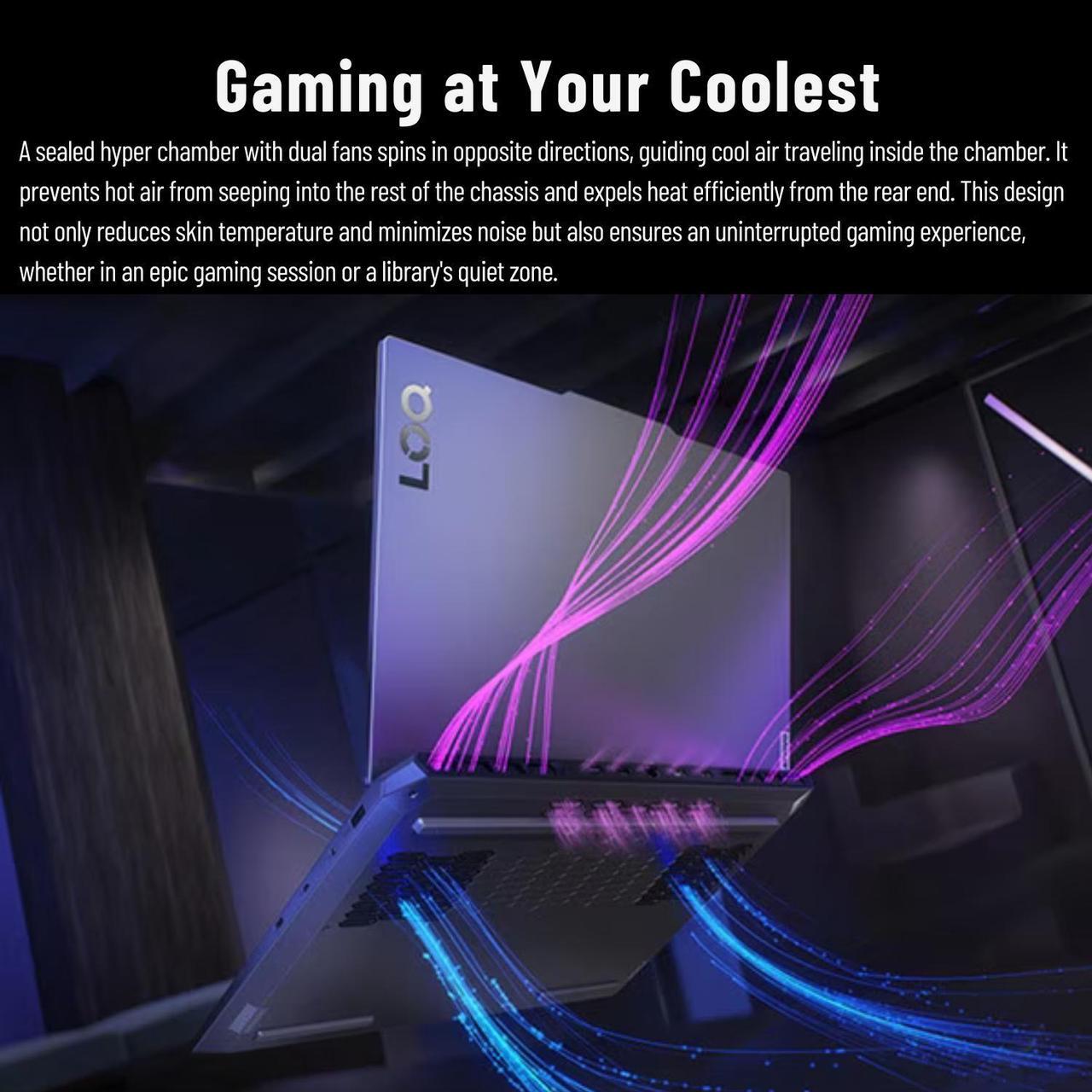 Alt view image 4 of 7 - Lenovo Newest LOQ i7 Premium Gaming Laptop, 15.6" FHD 144Hz, Intel Core i7-13650HX, NVIDIA GeForce RTX 4060, 32GB DDR5 RAM, 1TB SSD, Backlit KB, RJ-45, Wi-Fi 6, Windows 11 Pro, Grey