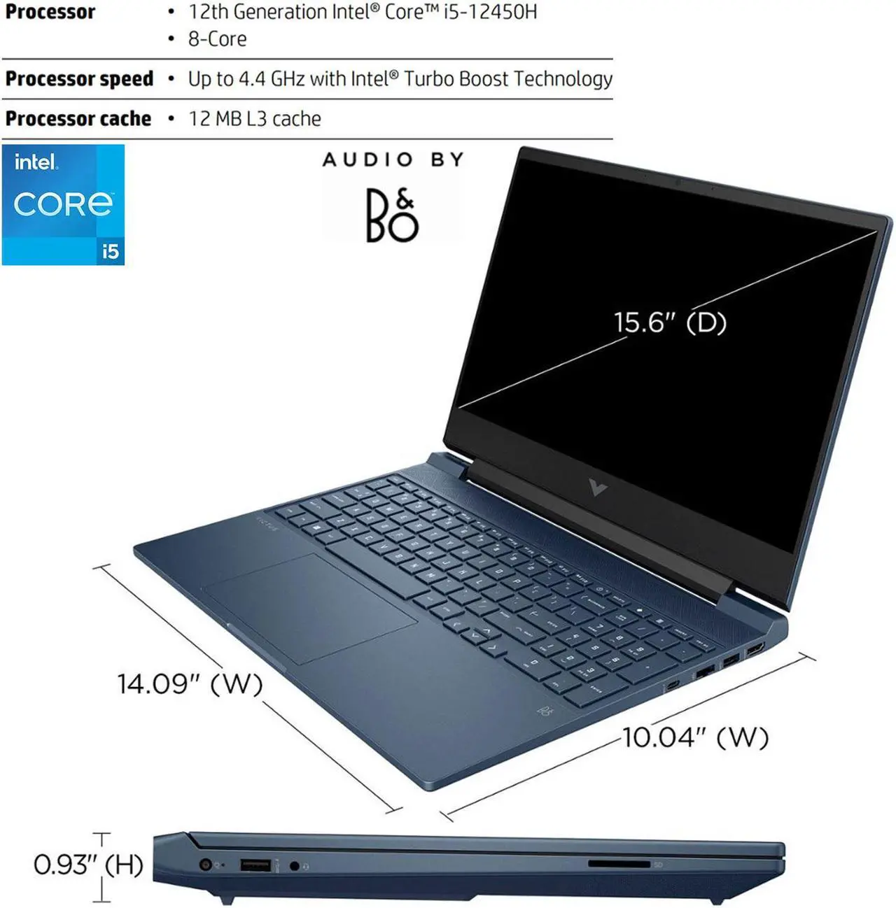 Alt view image 4 of 7 - HP Victus 15.6 i5 Premium Gaming Laptop, 15.6" FHD 144Hz, Intel Core i5-12450H, NVIDIA GeForce RTX 3050, 64GB RAM, 1TB SSD, Backlit KB, Touchpad, Webcam, SD Card Reader, HDMI, Wi-Fi 6, W11 P, Blue