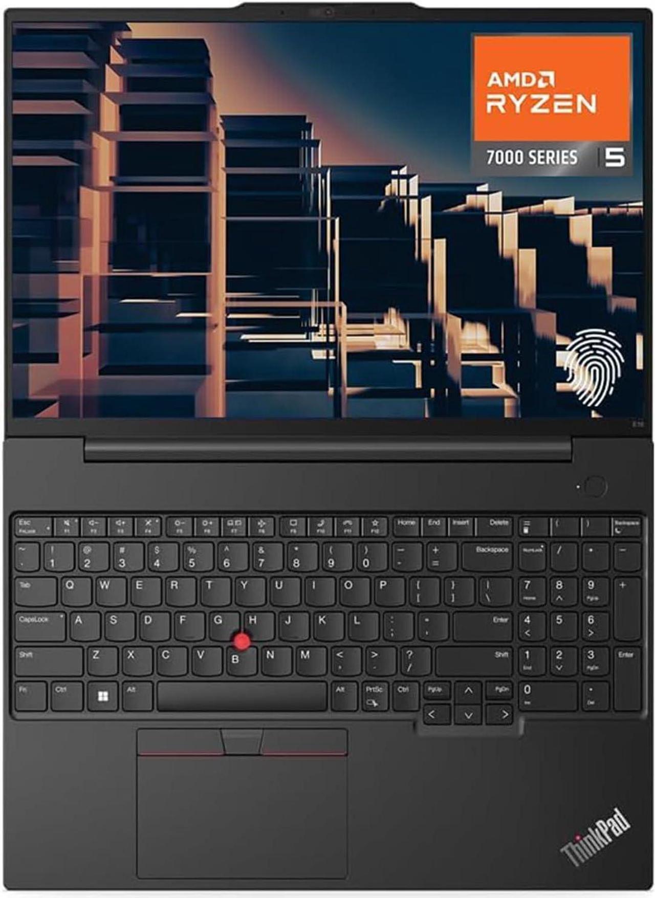Alt view image 2 of 7 - Lenovo ThinkPad E16 Business Laptop, 16" WUXGA Display, AMD Ryzen 5 7530U (Beat i7-1165G7), 40GB RAM, 1TB PCIe SSD, Webcam, HDMI, RJ-45, Fingerprint Reader, Wi-Fi 6, Windows 11 Pro, Black