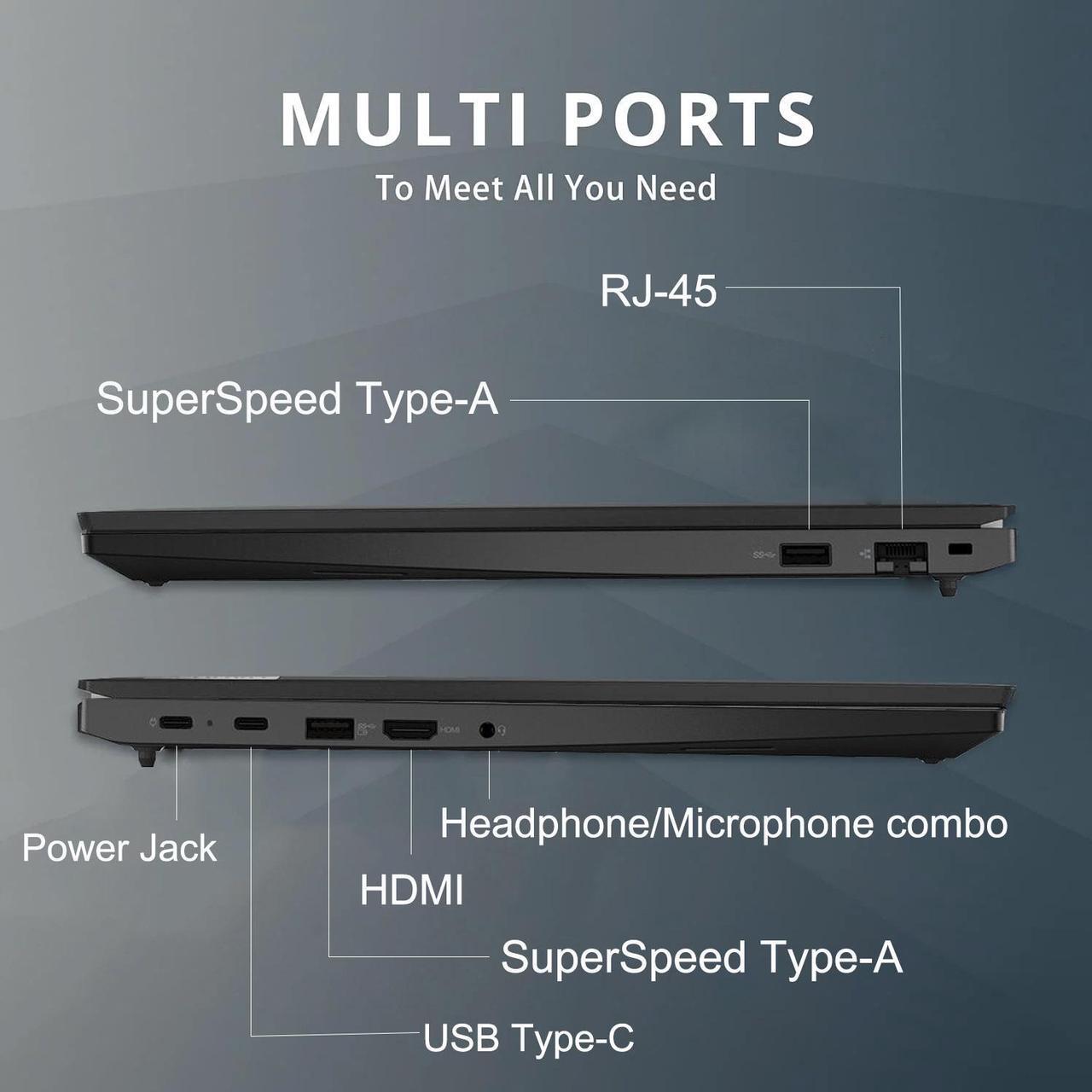 Alt view image 5 of 7 - Lenovo ThinkPad E16 Business Laptop, 16" WUXGA Display, AMD Ryzen 5 7530U (Beat i7-1165G7), 40GB RAM, 1TB PCIe SSD, Webcam, HDMI, RJ-45, Fingerprint Reader, Wi-Fi 6, Windows 11 Pro, Black