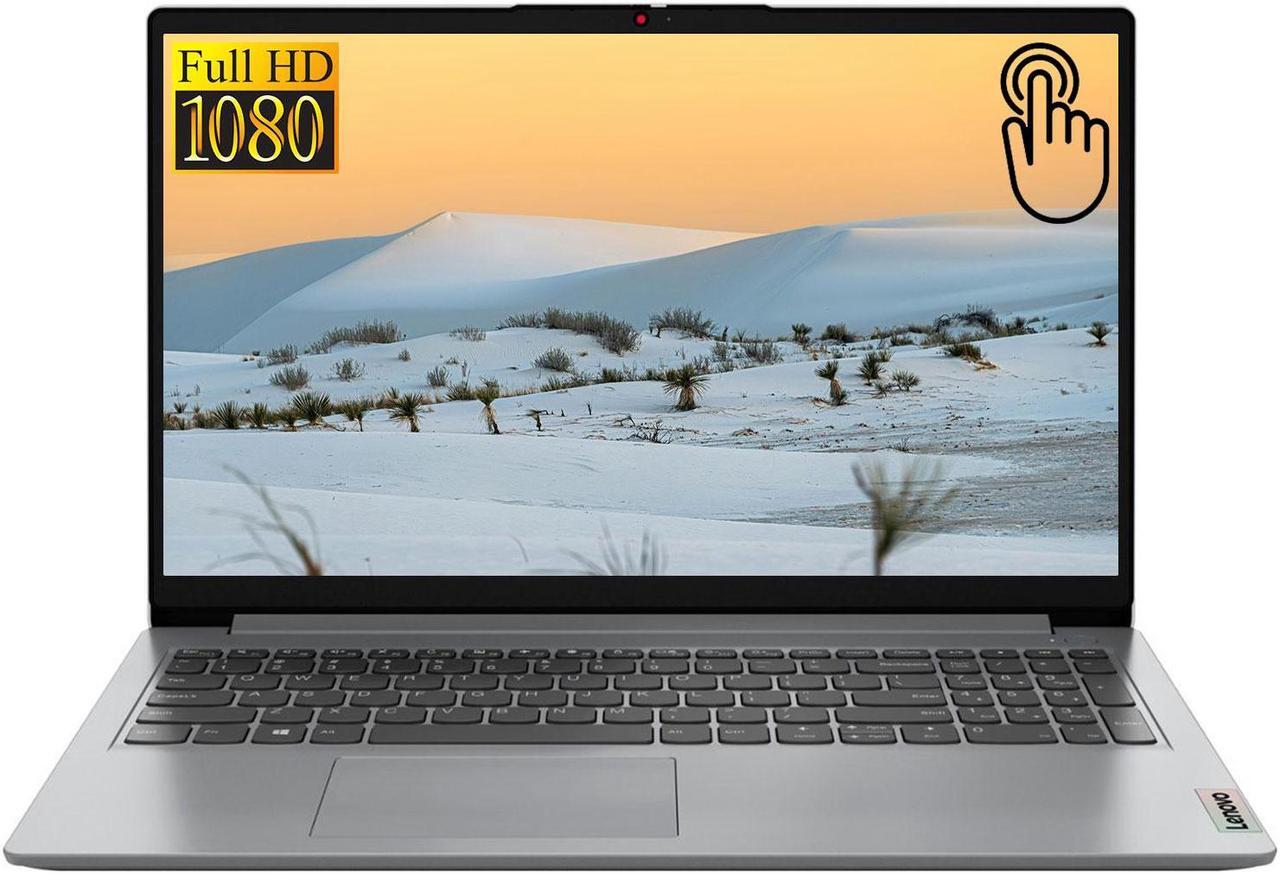 Main image of Lenovo IdeaPad 1 Laptop, 15.6" FHD Touchscreen, Intel Core i3-1215U Processor, 12GB RAM, 256GB PCIe SSD, SD Card Reader, HDMI, Webcam, Wi-Fi 6, Windows 11 Home, Grey