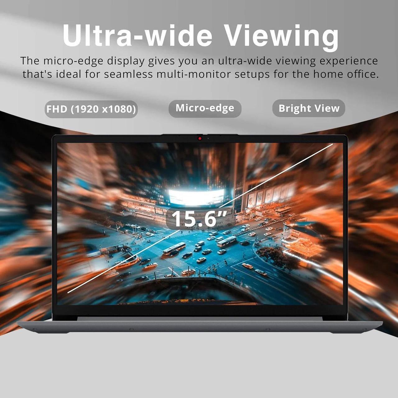 Alt view image 3 of 7 - Lenovo IdeaPad 1 Laptop, 15.6" FHD Touchscreen, Intel Core i3-1215U Processor, 12GB RAM, 256GB PCIe SSD, SD Card Reader, HDMI, Webcam, Wi-Fi 6, Windows 11 Home, Grey
