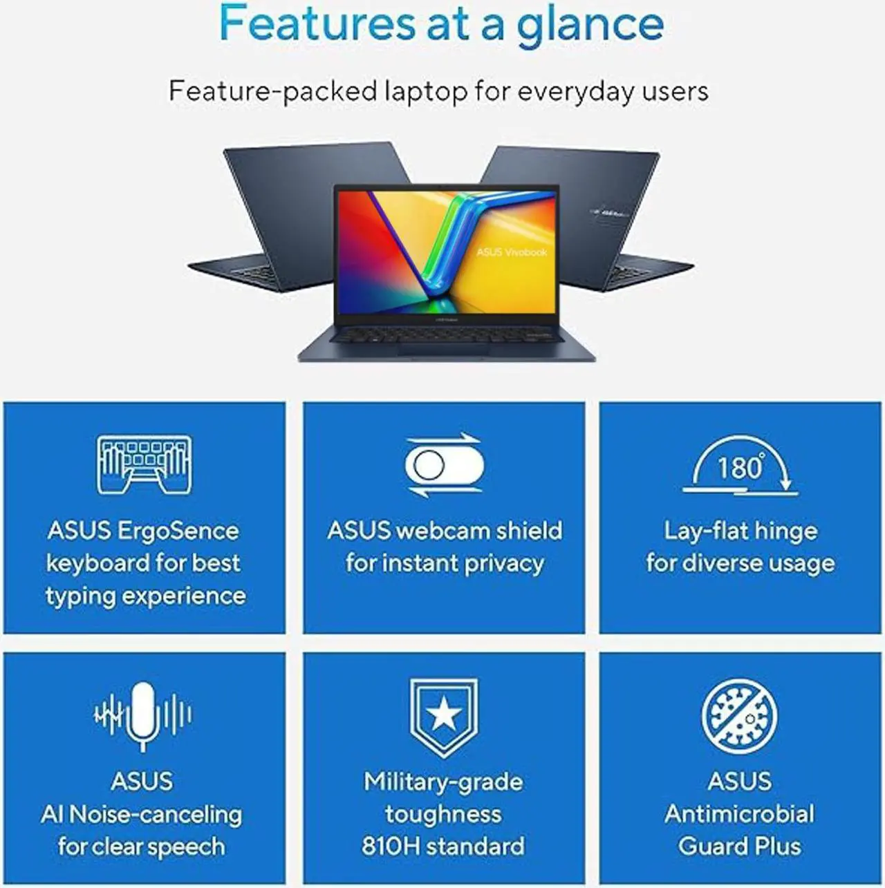 Alt view image 5 of 6 - ASUS Vivobook Laptop, 14" FHD Display, i3-1215U, 16GB RAM, 2TB SSD, Wi-Fi 6, HDMI, Webcam, Touchpad, Windows 11 Home, Blue