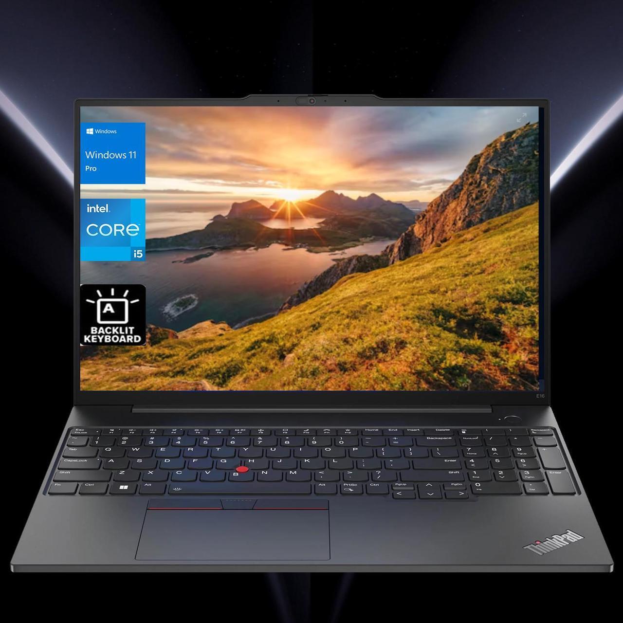 Alt view image 6 of 6 - Lenovo Newest ThinkPad E16 Gen 1 16" Business Laptop, 13th Gen Core i5-13420H (Beat Ryzen 5 7530U), 16GB RAM, 1TB SSD, Backlit Keyboard, Wi-Fi 6, Windows 11 Pro, Black