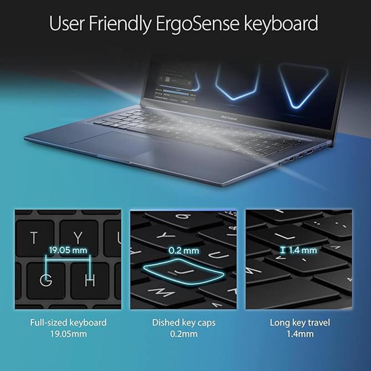 Alt view image 4 of 7 - ASUS Newest Vivobook 17 Business Laptop, 17.3'' FHD Display, 12th Gen Intel Core i3-1215U, 8GB RAM,512GB SSD, HDMI, Webcam, Wi-Fi, Windows 11 Pro, Blue