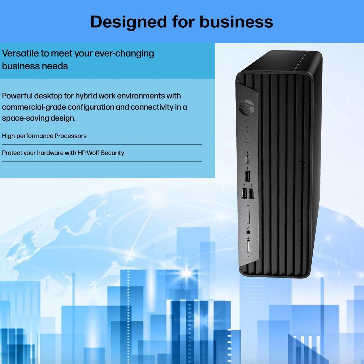 Alt view image 3 of 7 - HP ProDesk 400 G9 Small Form Factor Business Desktop, Intel i7-12700 Processor, 32GB RAM, 1TB PCIe SSD, Wi-Fi 6, HDMI, Type-C, RJ-45, Display Port, Wired KB and Mouse, Windows 11 Pro, Black