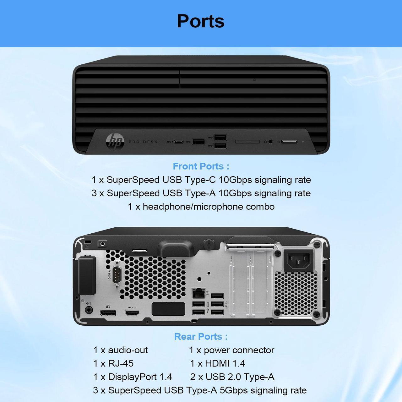Alt view image 4 of 7 - HP ProDesk 400 G9 Small Form Factor Business Desktop, Intel i7-12700 Processor, 32GB RAM, 1TB PCIe SSD, Wi-Fi 6, HDMI, Type-C, RJ-45, Display Port, Wired KB and Mouse, Windows 11 Pro, Black